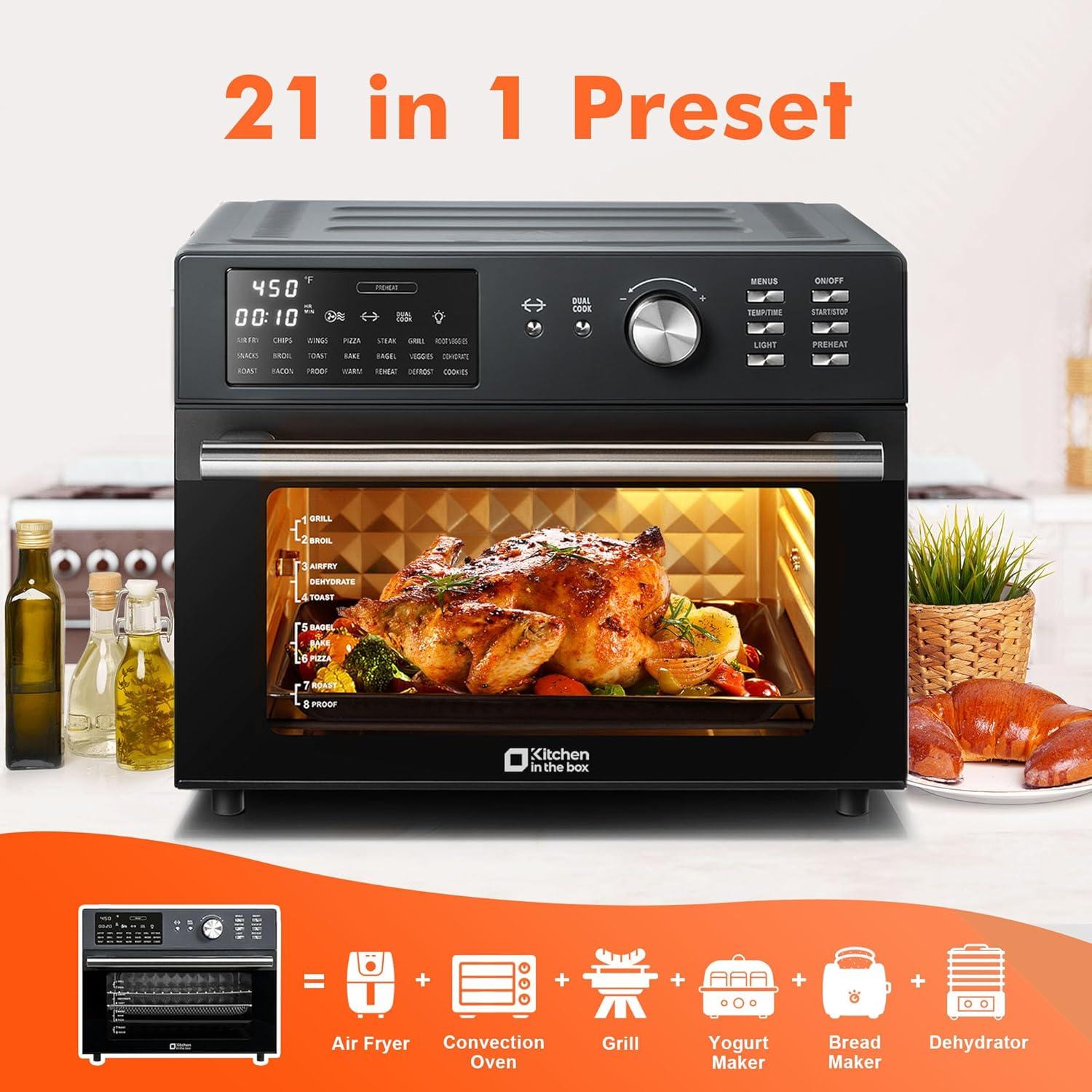 Horno Tostador de Aire Cocina en la Caja 32QT 1800W Negro