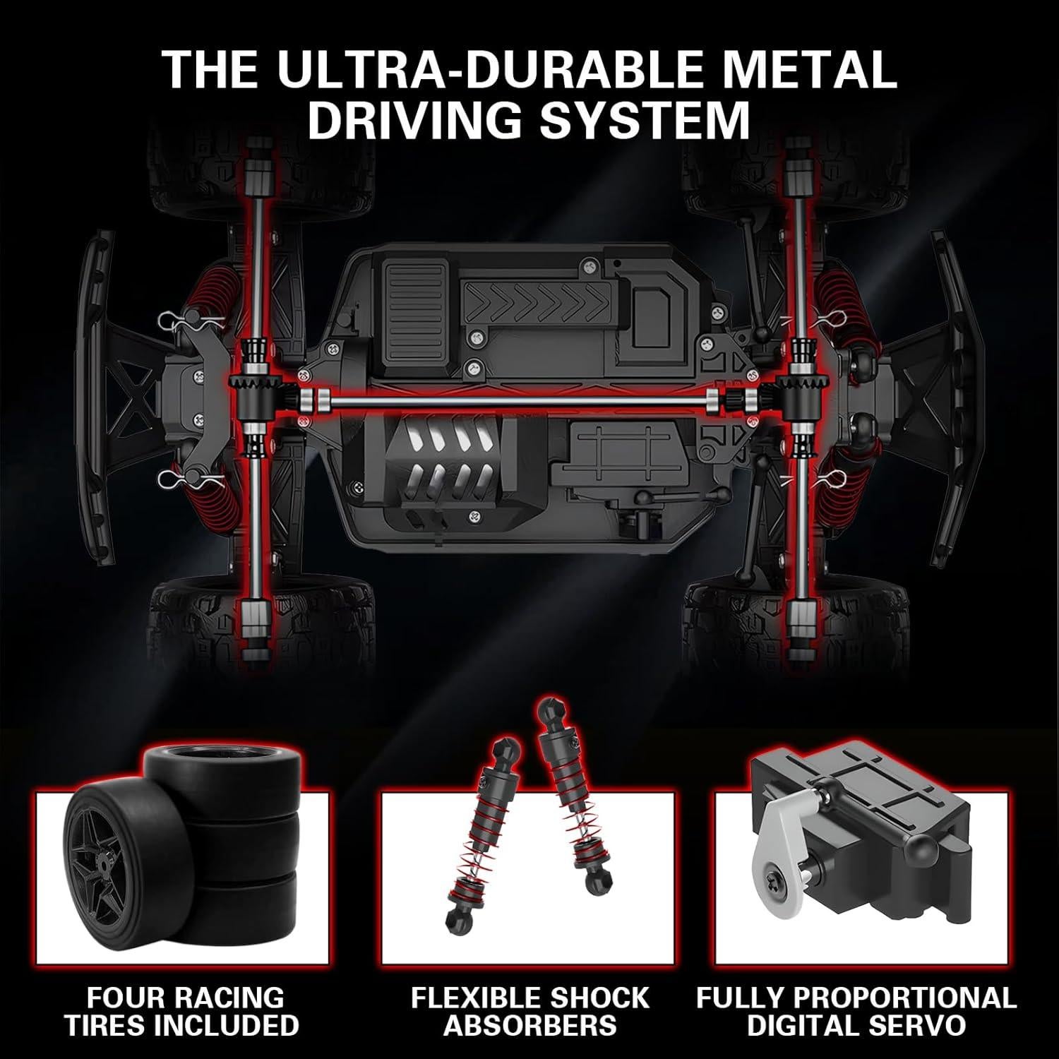 Coche RC Todo Terreno KGF 1:18 4WD 40 km/h Rojo con 2 Baterías