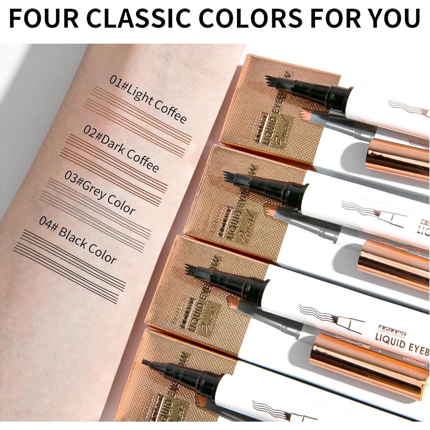 Lápiz de Cejas 4 Puntas Yulinlon Negro Impermeable 36h