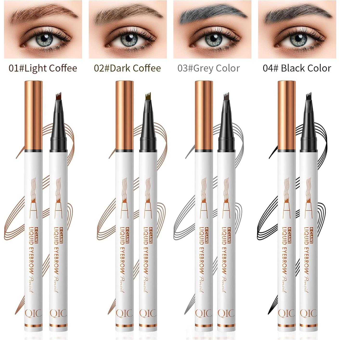 Lápiz de Cejas 4 Puntas Yulinlon Negro Impermeable 36h