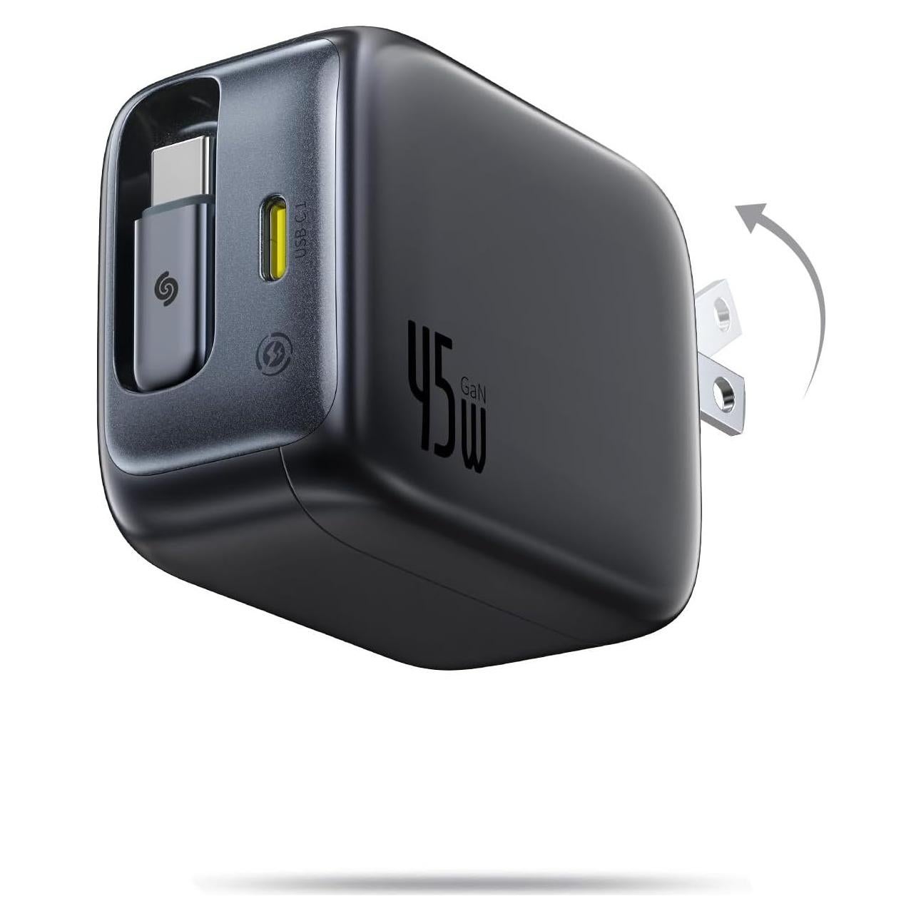 Cargador USB C Retráctil Baseus 45W Doble Puerto Plegable