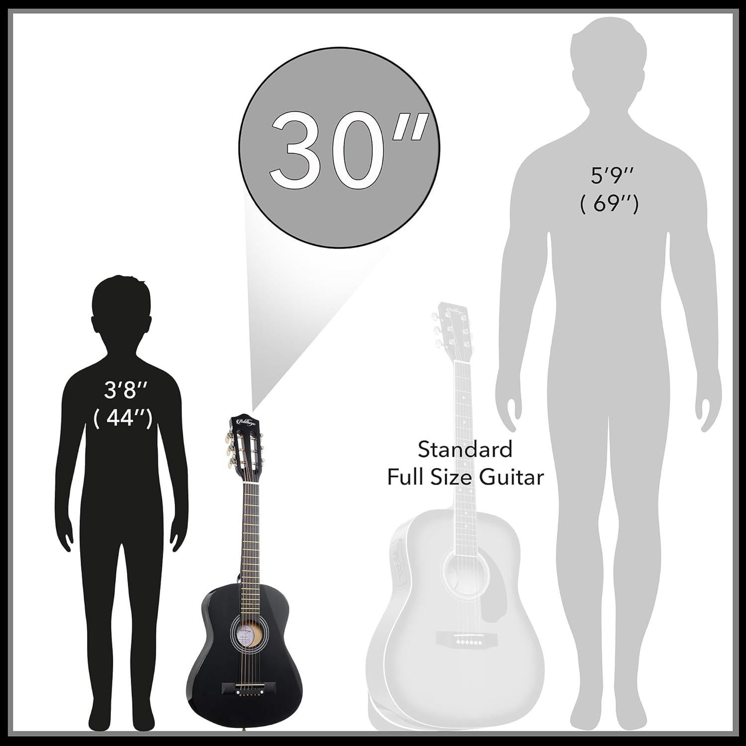 Guitarra acústica para principiantes 30" negra con kit completo