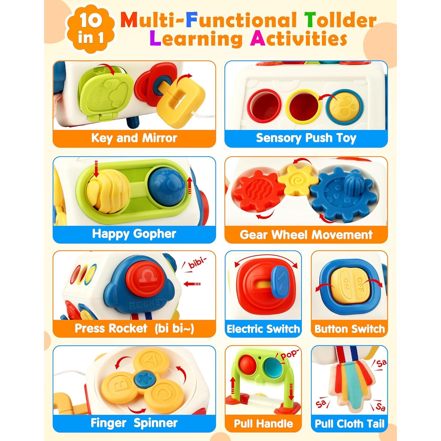 Cubo Sensorial 10 en 1 Vanmor para Niños 18+ Meses