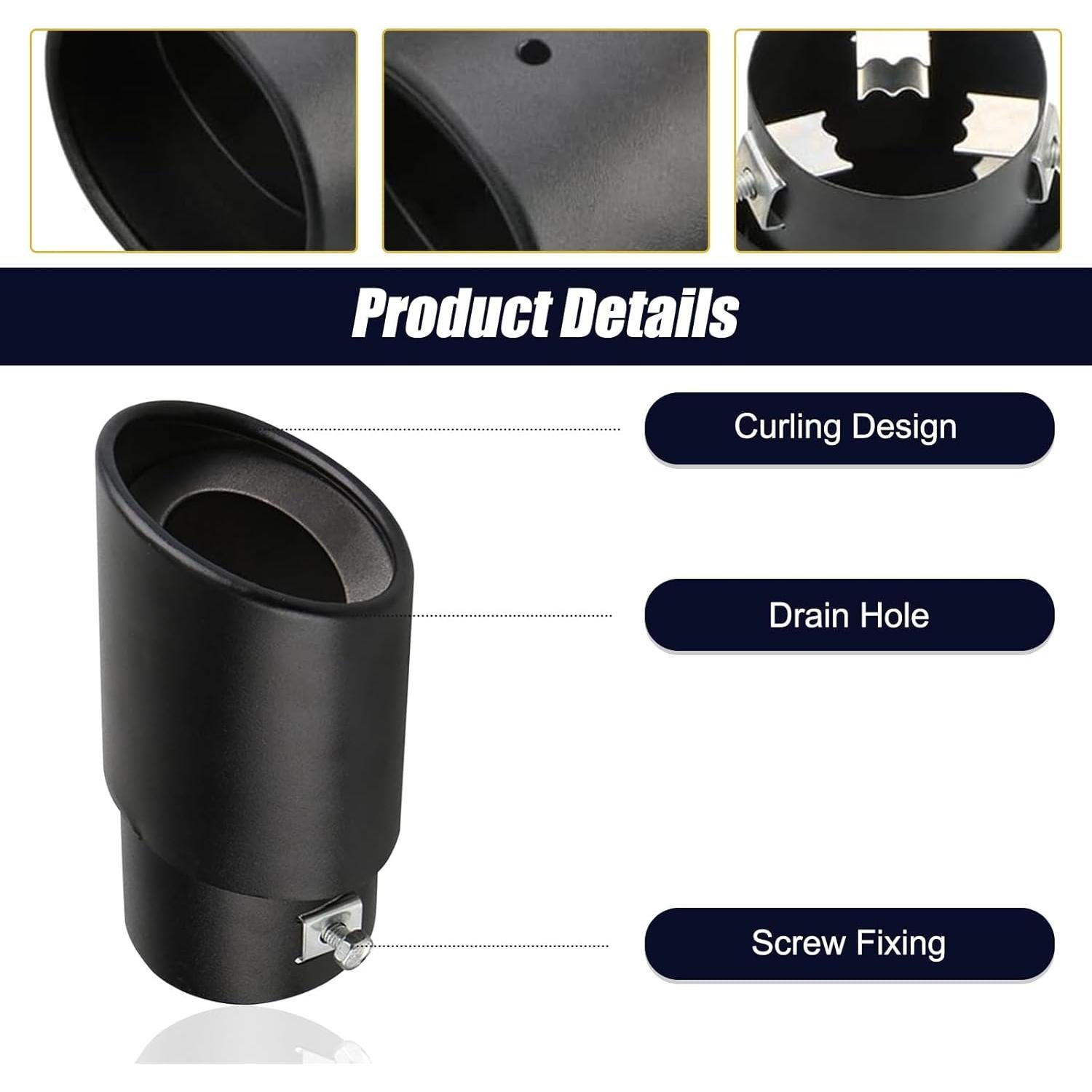 Punta de Escape de Acero Inoxidable Dawfall 1 PC Recta 13.97 cm