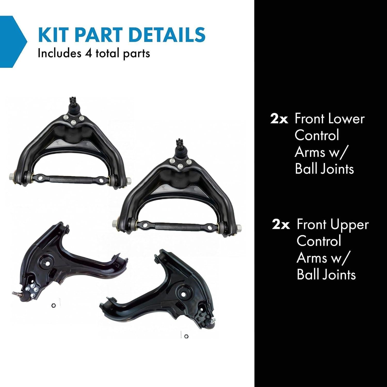 Kit de brazos de control TRQ PSA88015 para Dodge Ram 2000-01