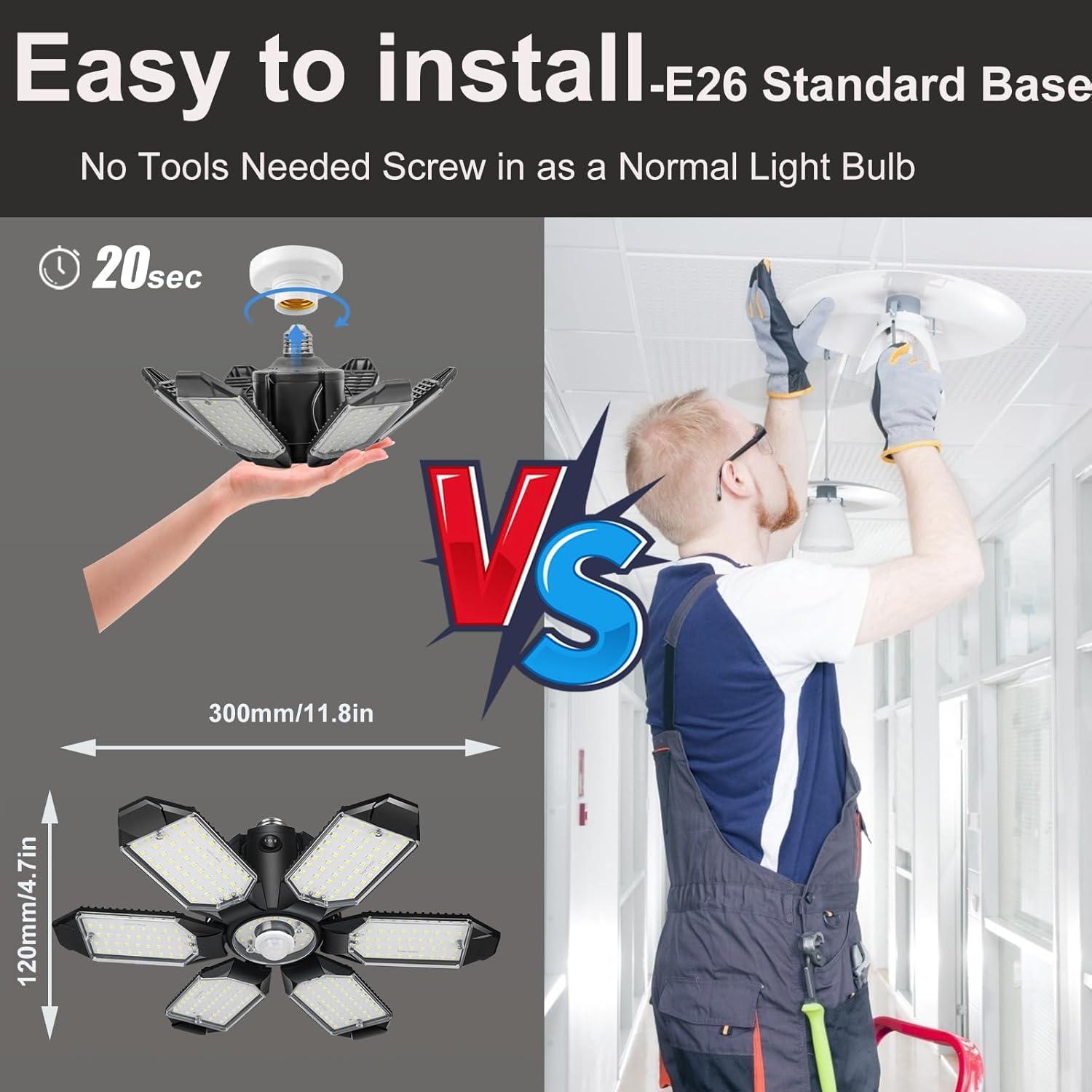 Luz de Garaje LED ELIVERN DL03-005 180W 18000LM Sensor Movimiento