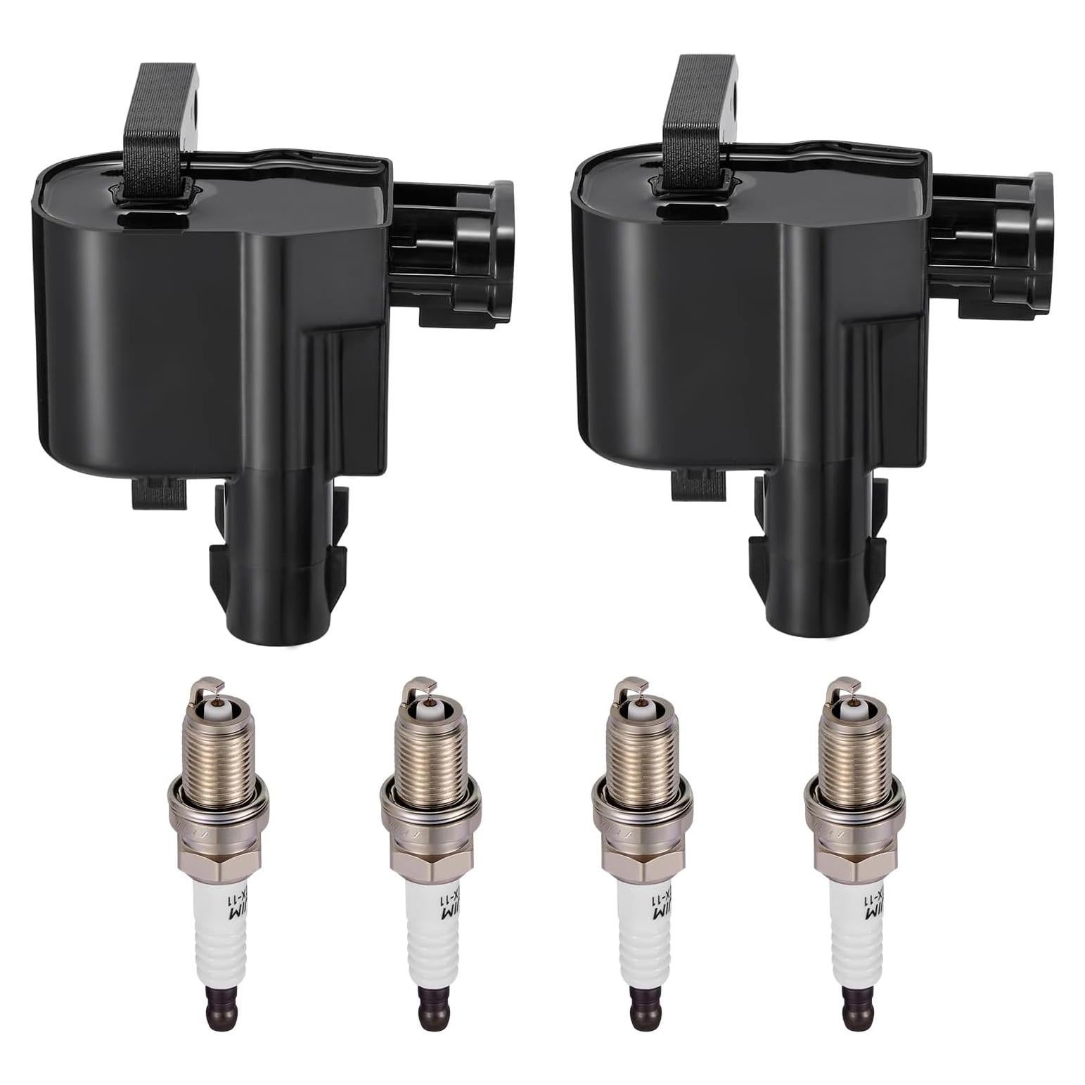BDFHYK 2 Ignition Coil Pack UF246 and 4 Iridium Spark Plug 7090 Compatible with Chevy 1998-1999 Prizm 1.8L l4; Compatible with Toyota 1998-1999 Corolla 1.8L l4 Coil for 5C1075 C651 CUF246 C246