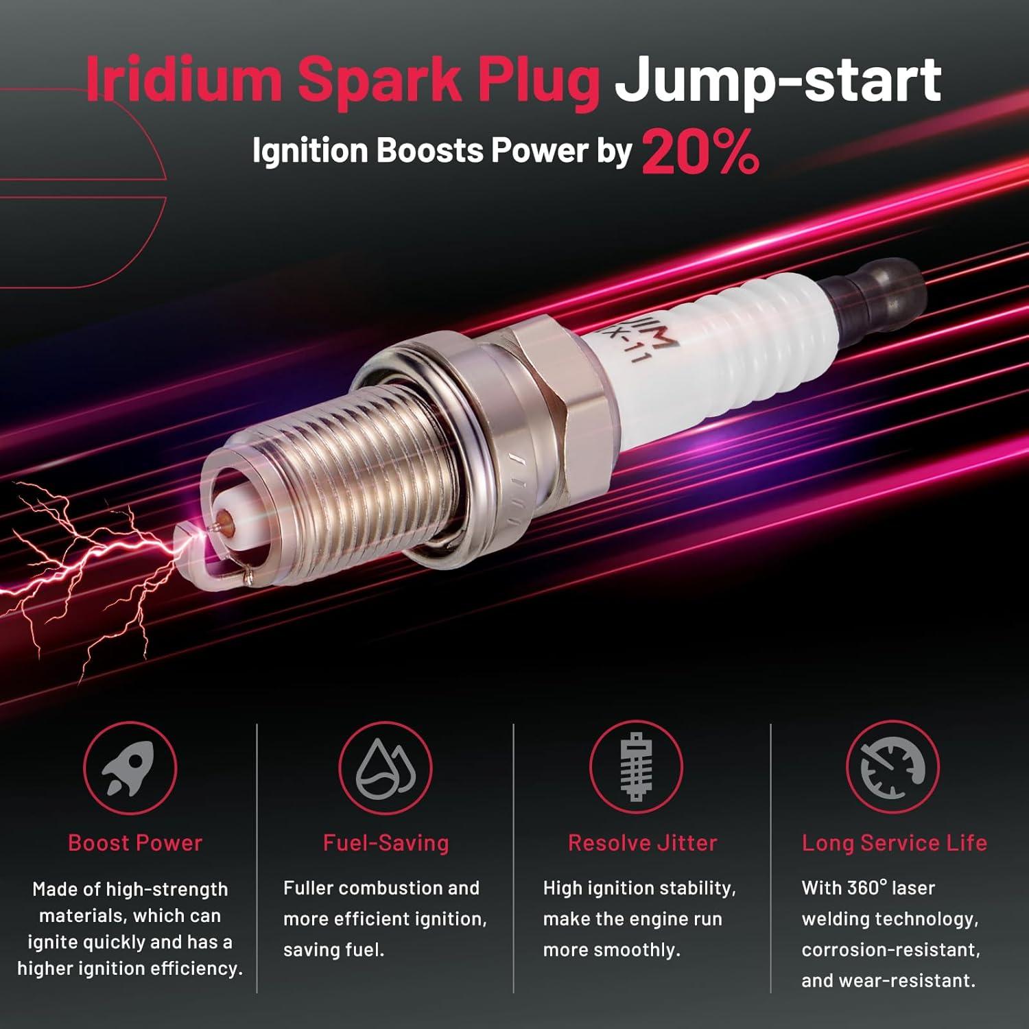 BDFHYK 2 Ignition Coil Pack UF246 and 4 Iridium Spark Plug 7090 Compatible with Chevy 1998-1999 Prizm 1.8L l4; Compatible with Toyota 1998-1999 Corolla 1.8L l4 Coil for 5C1075 C651 CUF246 C246