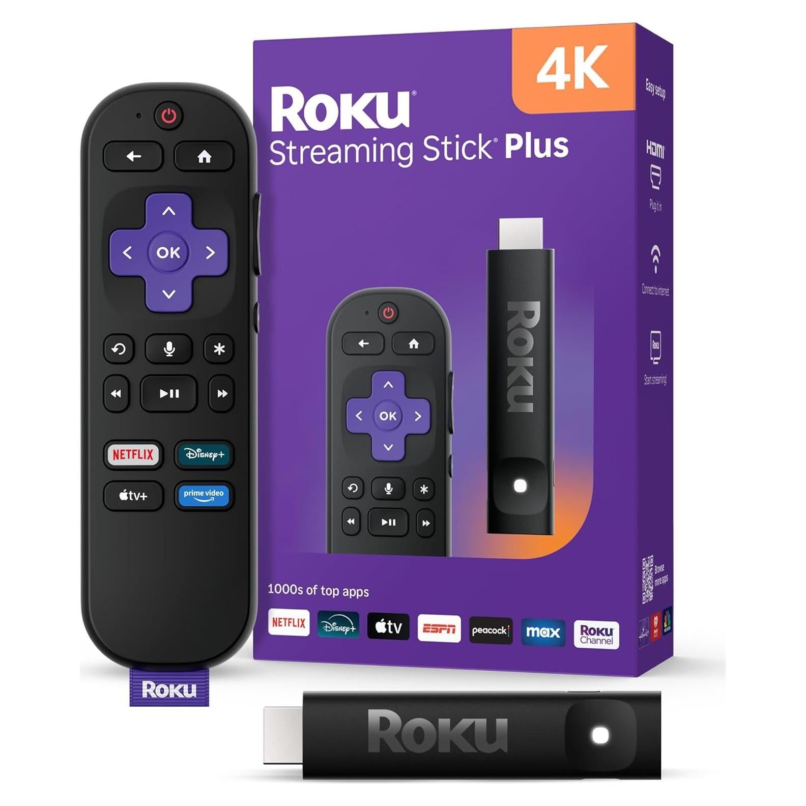 Roku Streaming Stick Plus 2025 - Dispositivo 4K HDR con control remoto