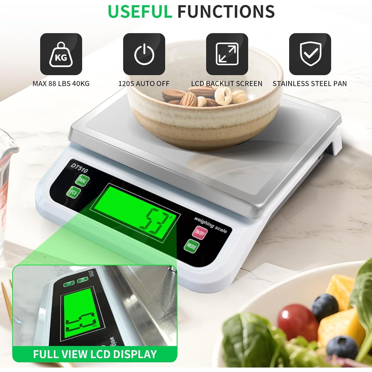 Escala de Cocina Digital LNXDMWMS 40kg Pantalla LCD Acero Inoxidable