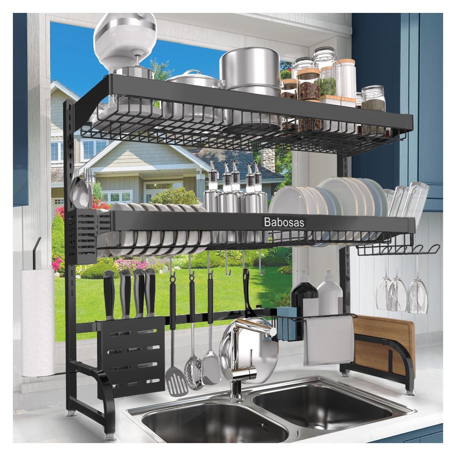 Escurridor de Platos Ajustable Babosas Acero Inoxidable 3 Niveles