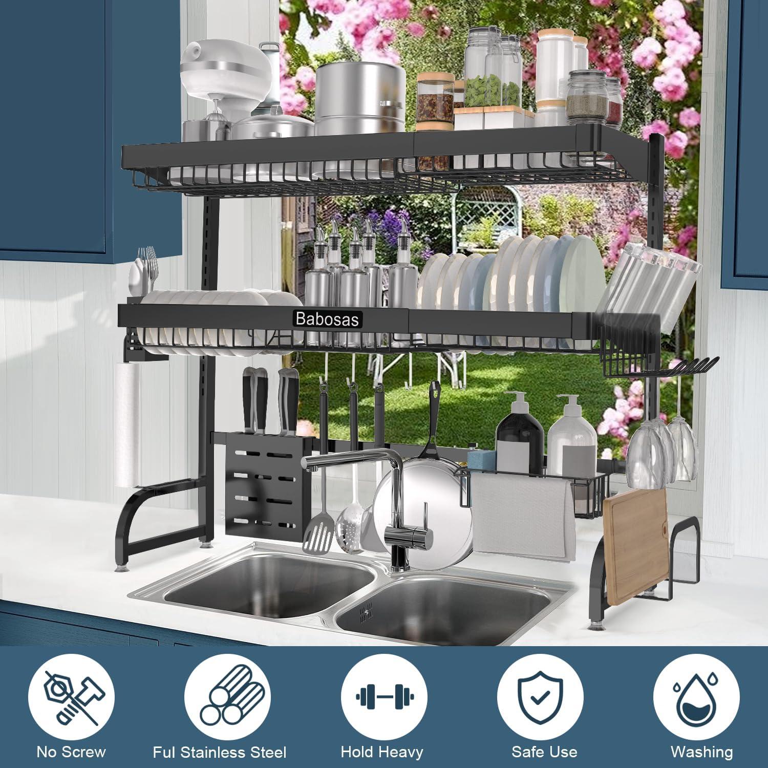 Escurridor de Platos Ajustable Babosas Acero Inoxidable 3 Niveles