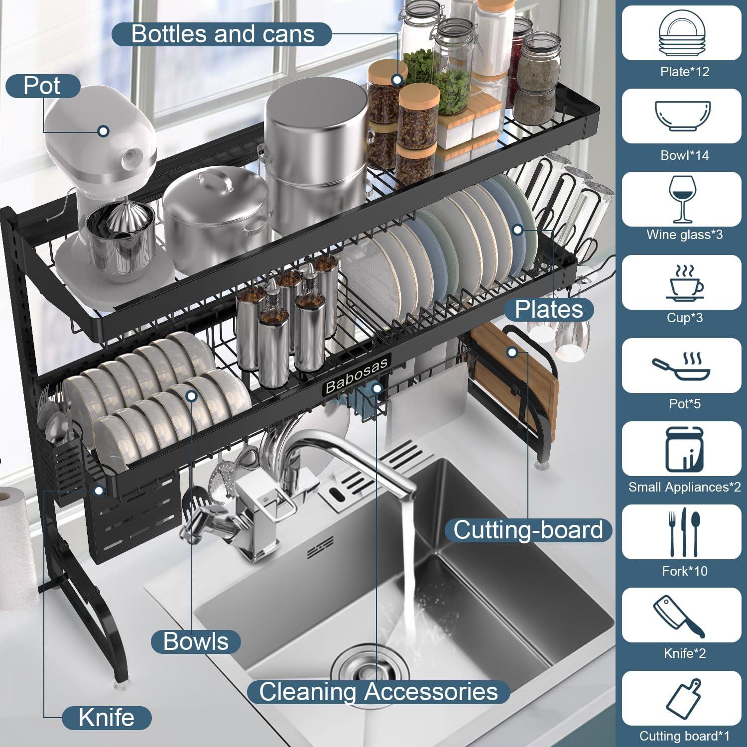 Escurridor de Platos Ajustable Babosas Acero Inoxidable 3 Niveles