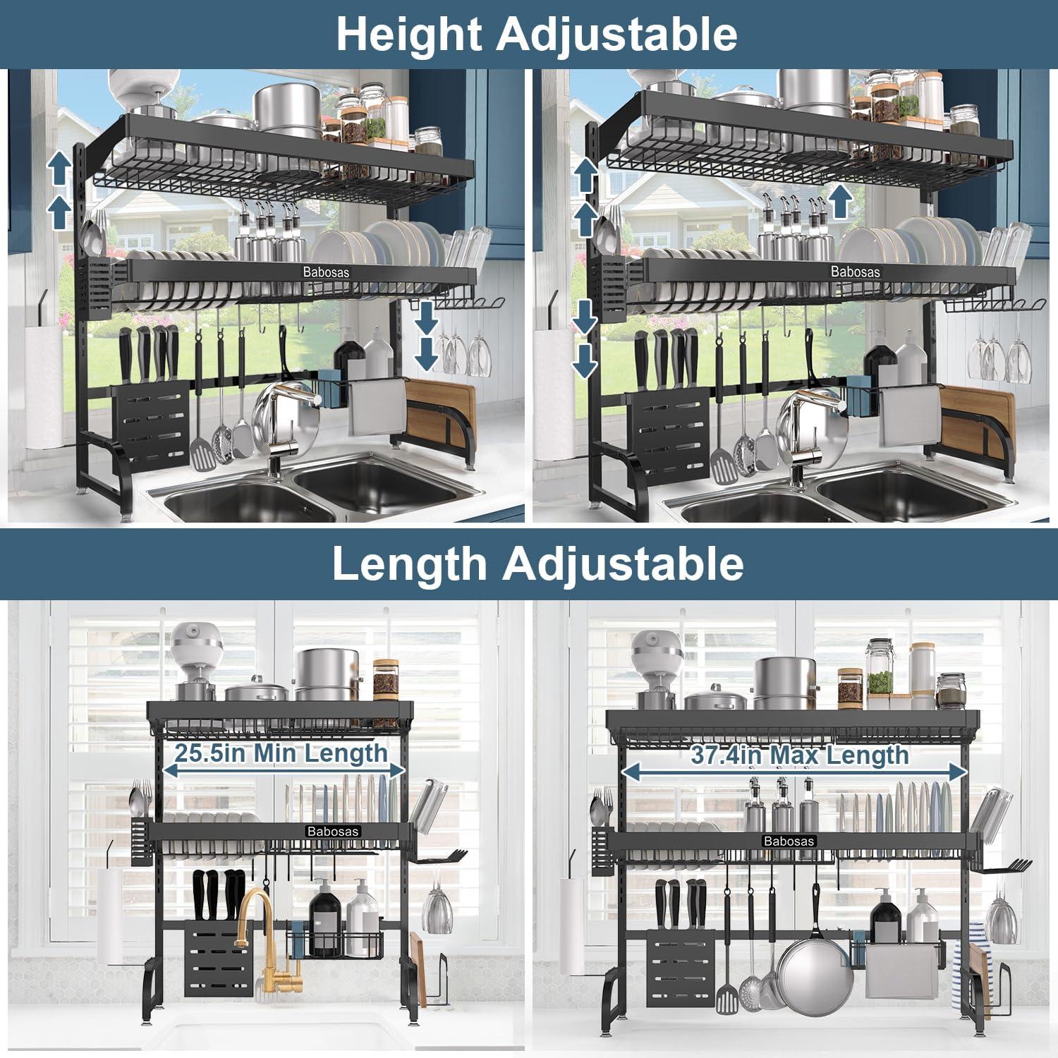 Escurridor de Platos Ajustable Babosas Acero Inoxidable 3 Niveles