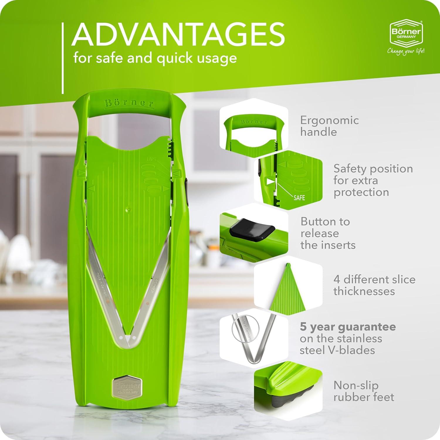 Mandolina Cortadora Börner V5 Verde - Cuchilla V Acero Inoxidable