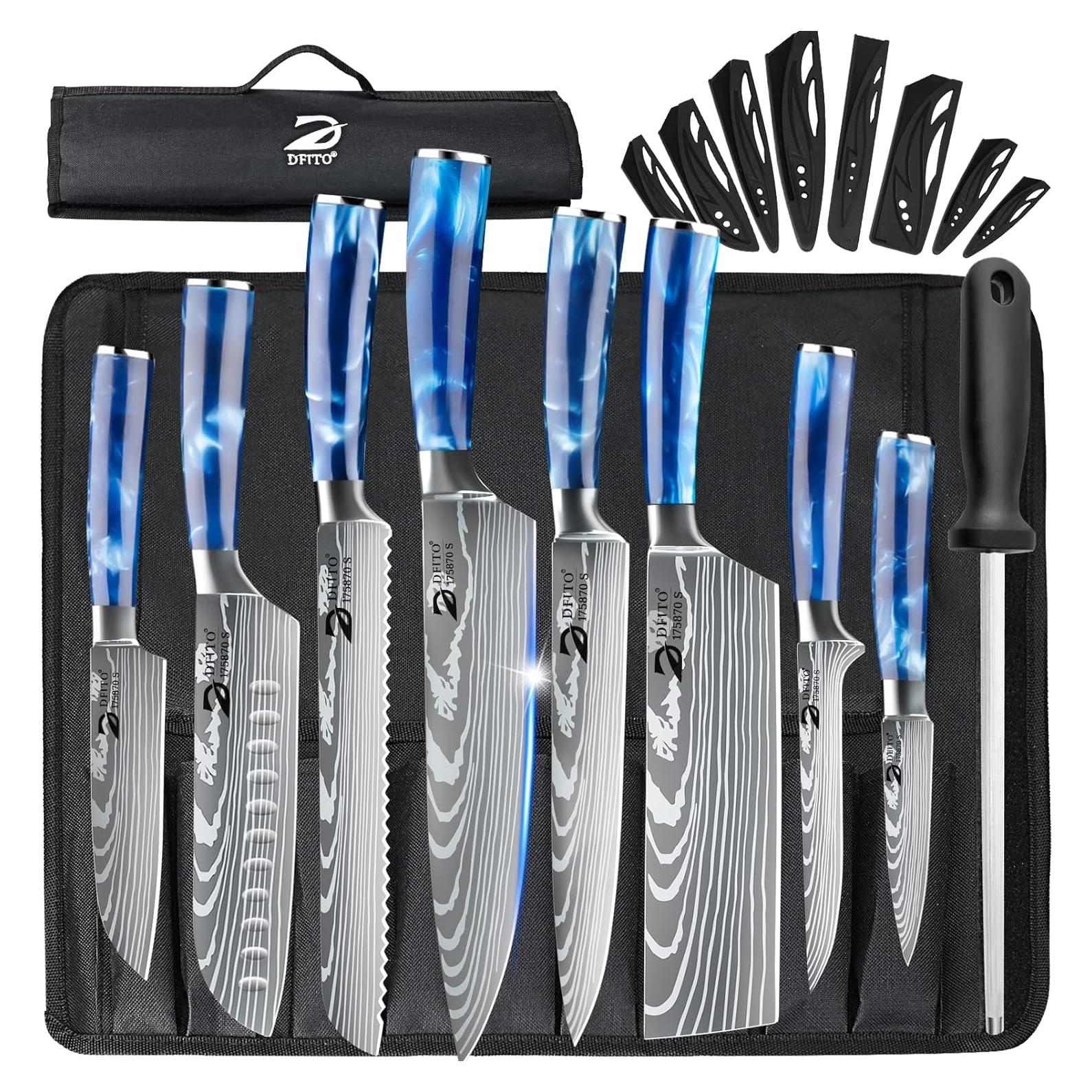 Conjunto de cuchillos Dfito Chef 9 piezas acero inoxidable Pakkawood