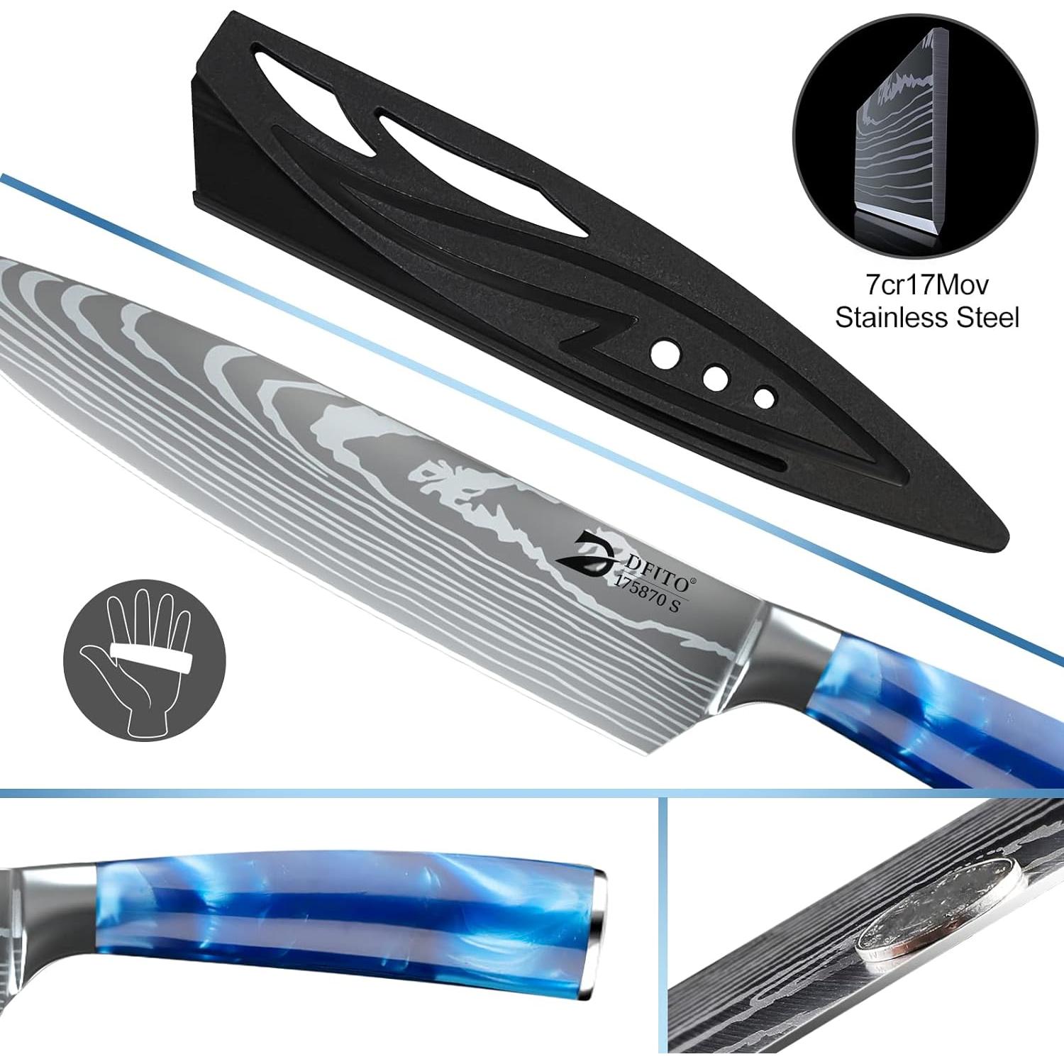 Conjunto de cuchillos Dfito Chef 9 piezas acero inoxidable Pakkawood