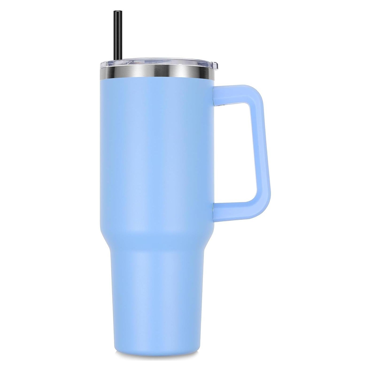 Taza Aislada 1.2 L DOMICARE Acero Inoxidable Azul con Popote