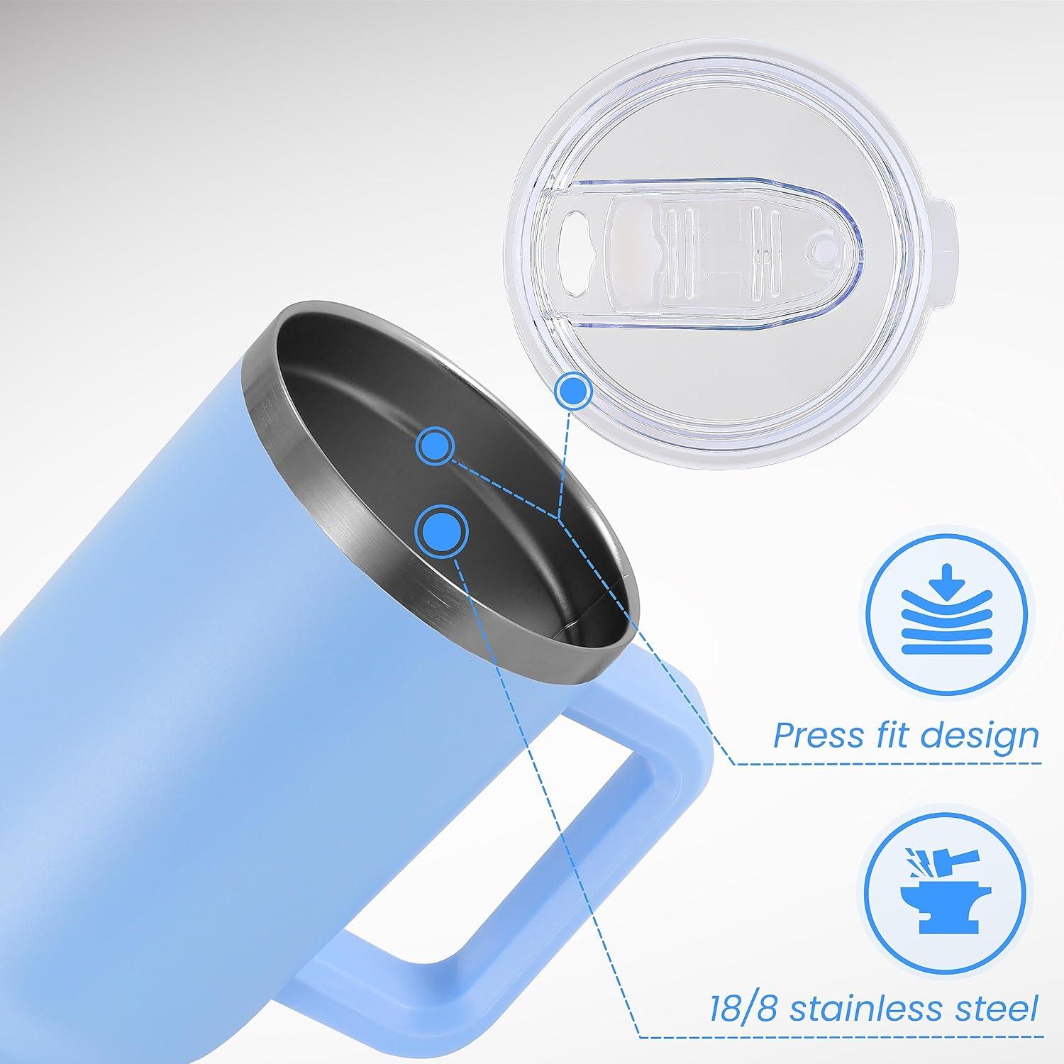 Taza Aislada 1.2 L DOMICARE Acero Inoxidable Azul con Popote