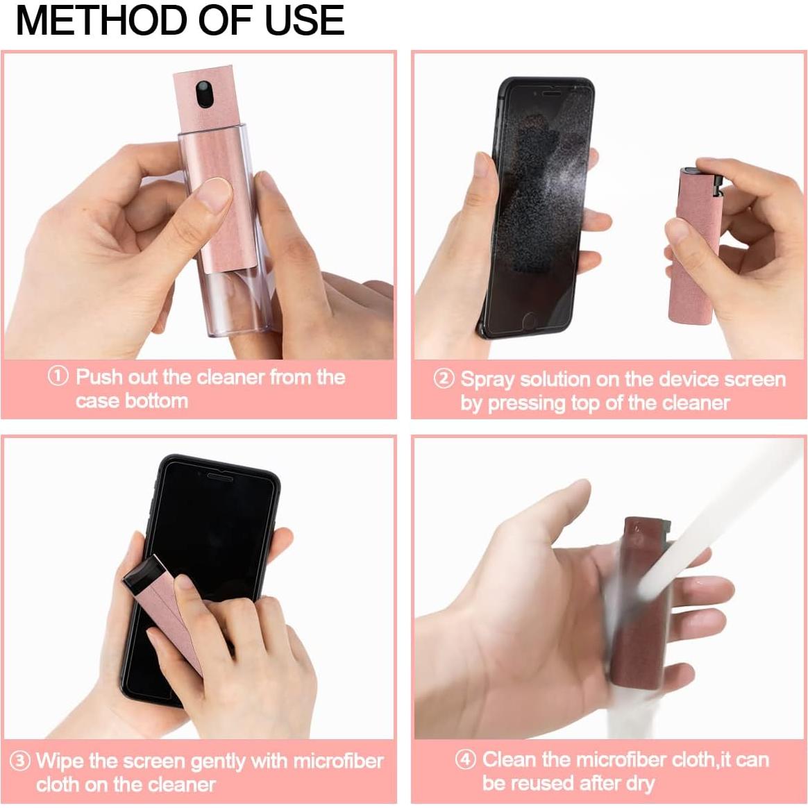 Spray Limpiador de Pantallas walrfid 10ml + Paño Microfibra Rosa