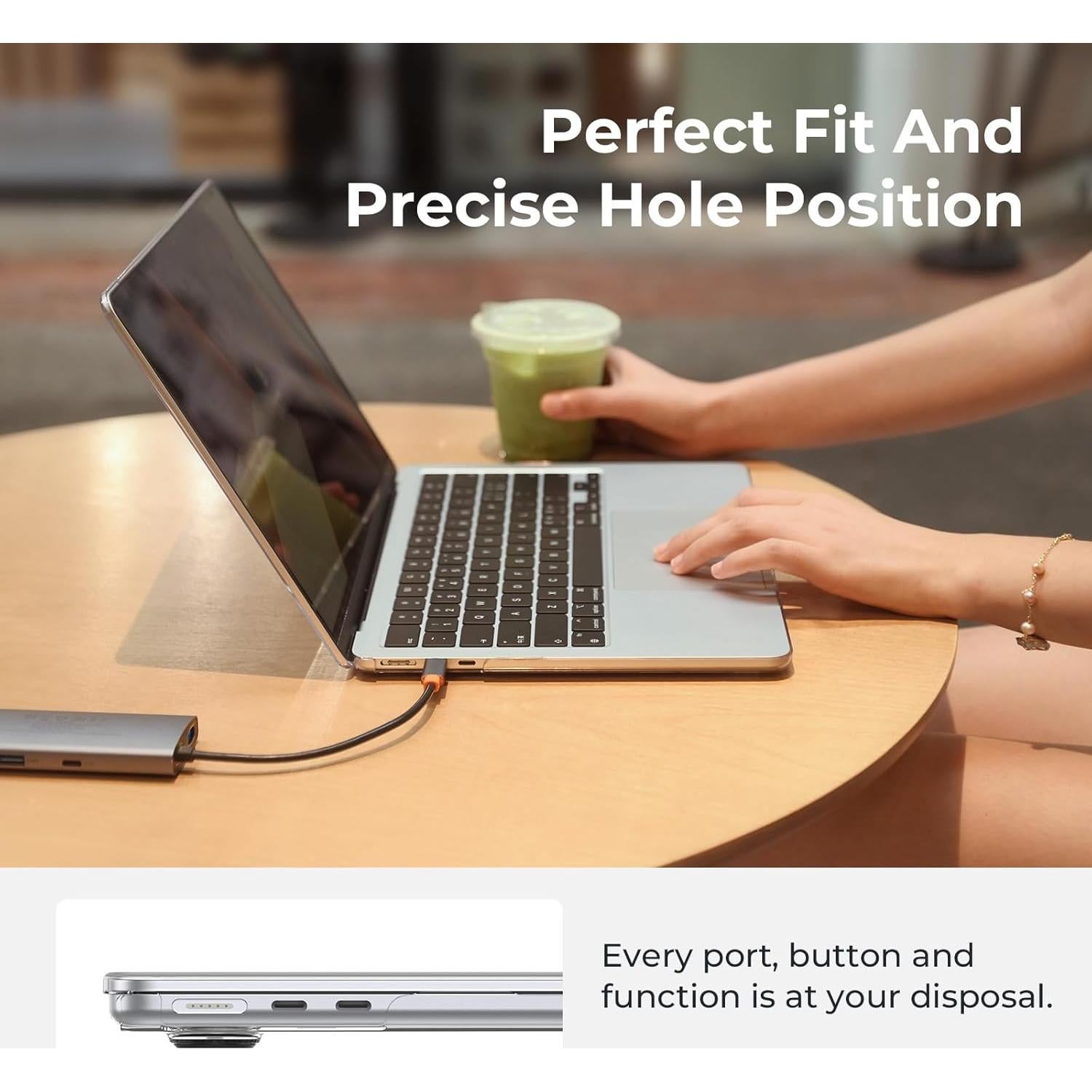 Funda EooCoo para MacBook Air 13" M4 M3 M2 Transparente