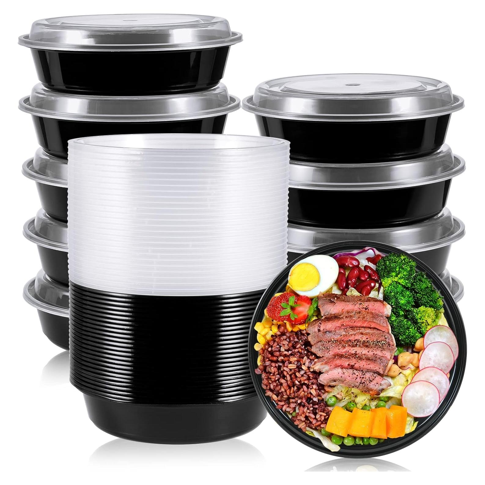 MUCHII 50 Contenedores Plásticos Desechables 24 oz Apto Microondas