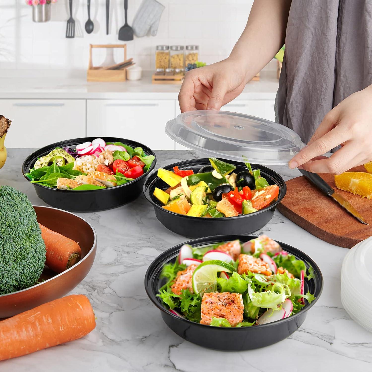 MUCHII 50 Contenedores Plásticos Desechables 24 oz Apto Microondas