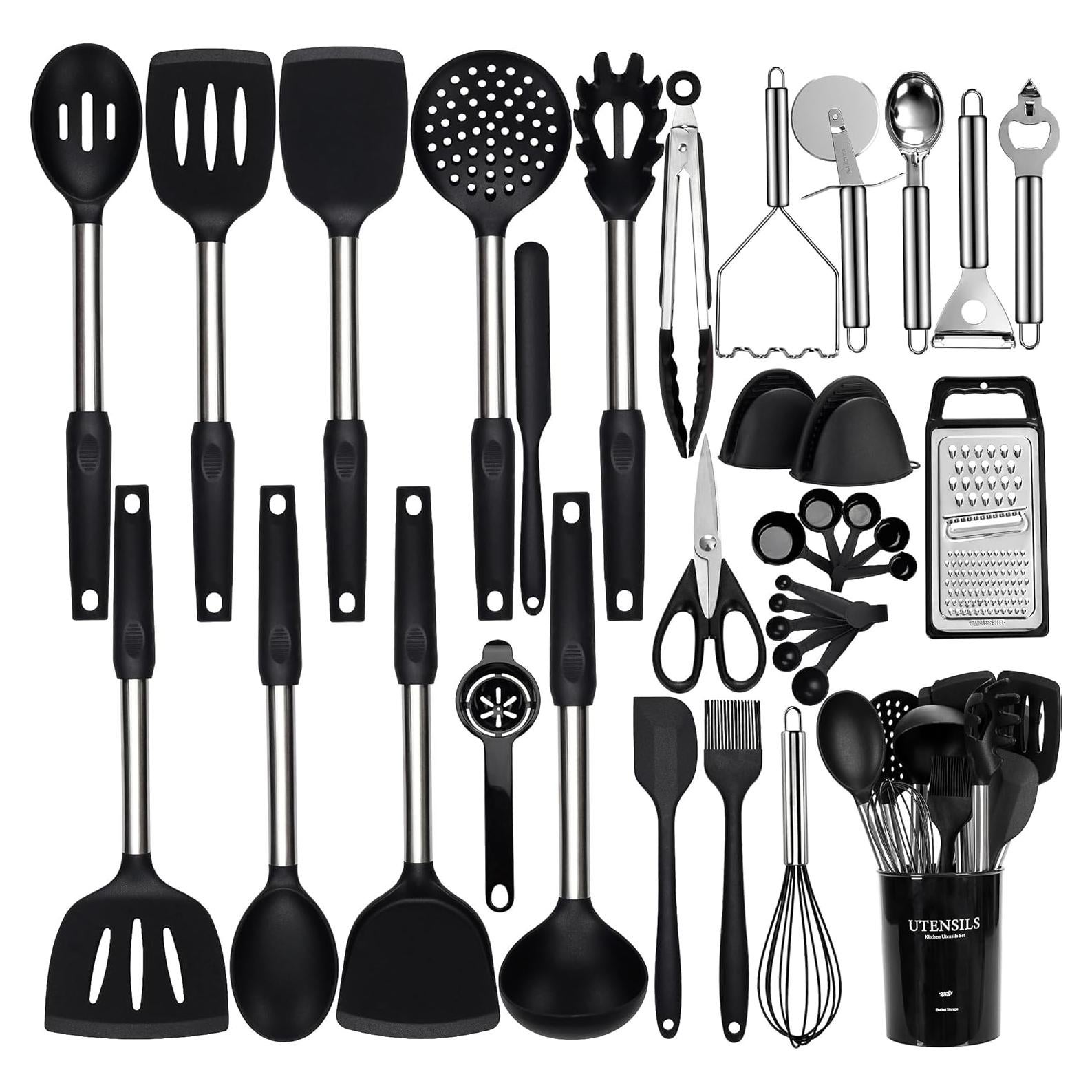 Juego de Utensilios de Cocina NCUE 35 Piezas Silicona Acero Inoxidable