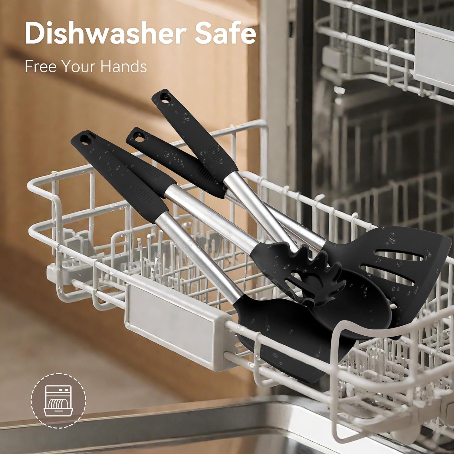 Juego de Utensilios de Cocina NCUE 35 Piezas Silicona Acero Inoxidable