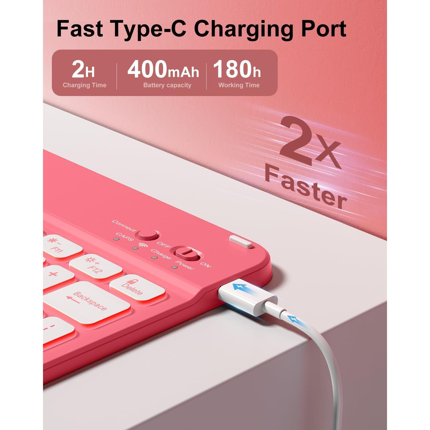 Funda con Teclado Inalámbrico Aoub para iPad 11"/10" Rosa