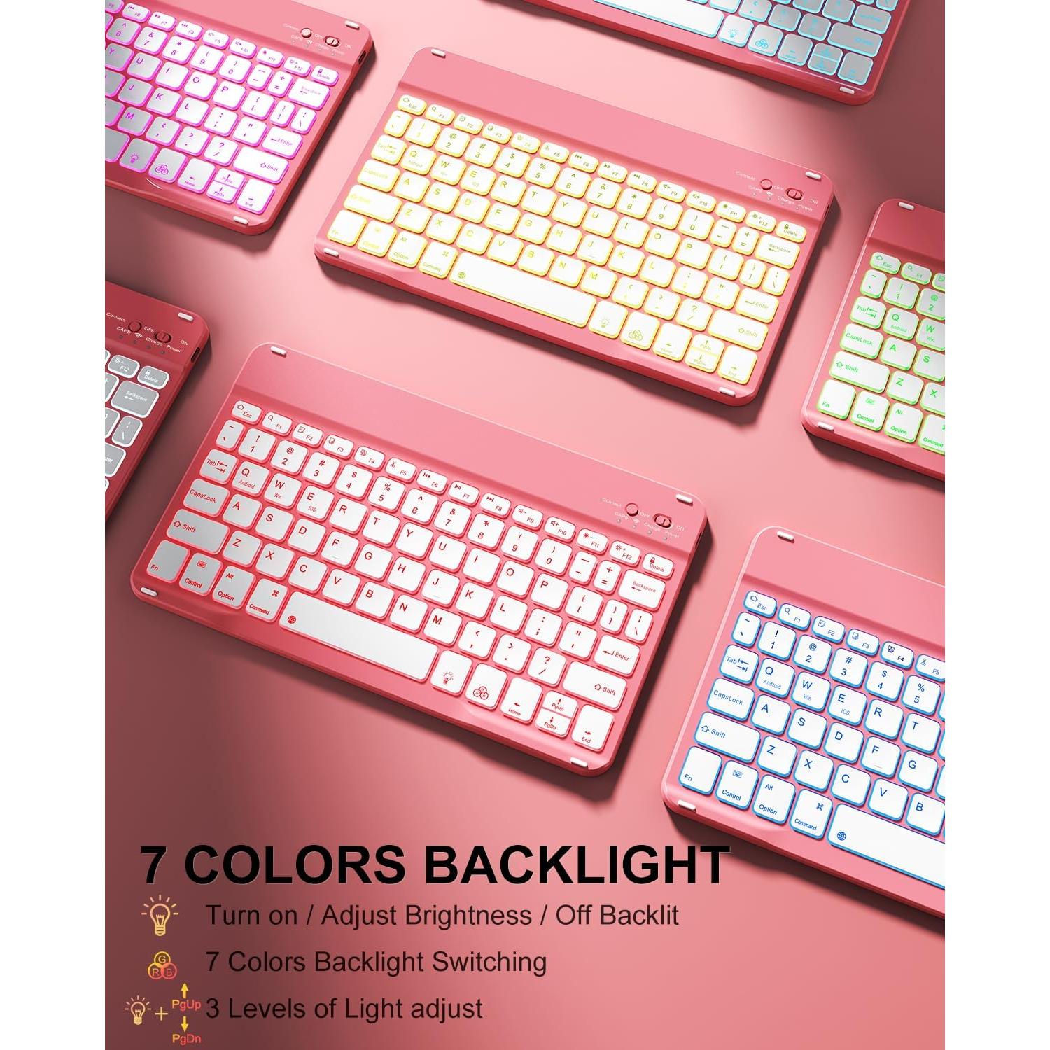 Funda con Teclado Inalámbrico Aoub para iPad 11"/10" Rosa