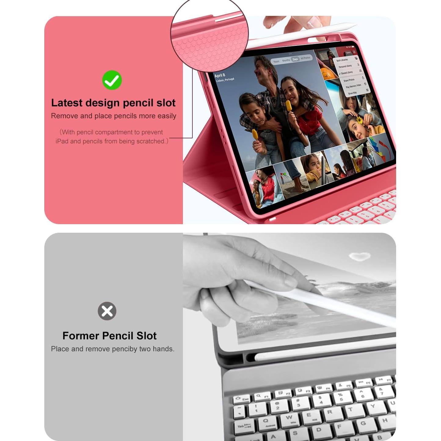 Funda con Teclado Inalámbrico Aoub para iPad 11"/10" Rosa