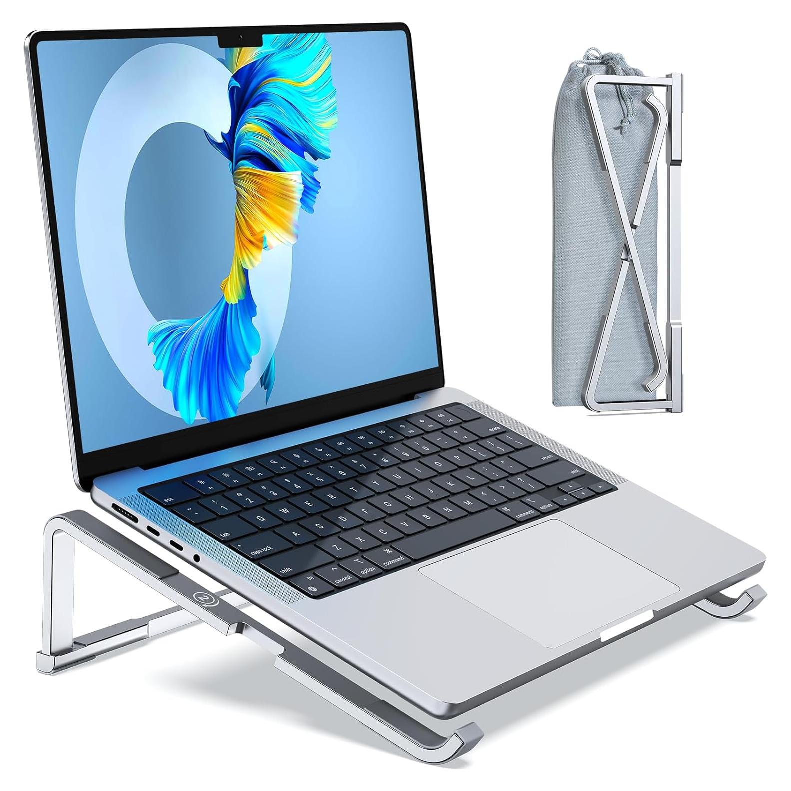 Soporte Plegable para Laptop MOKURU Aluminio Plateado 24.4x7.9cm