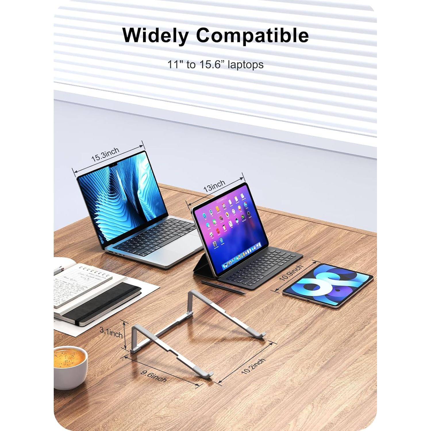 Soporte Plegable para Laptop MOKURU Aluminio Plateado 24.4x7.9cm