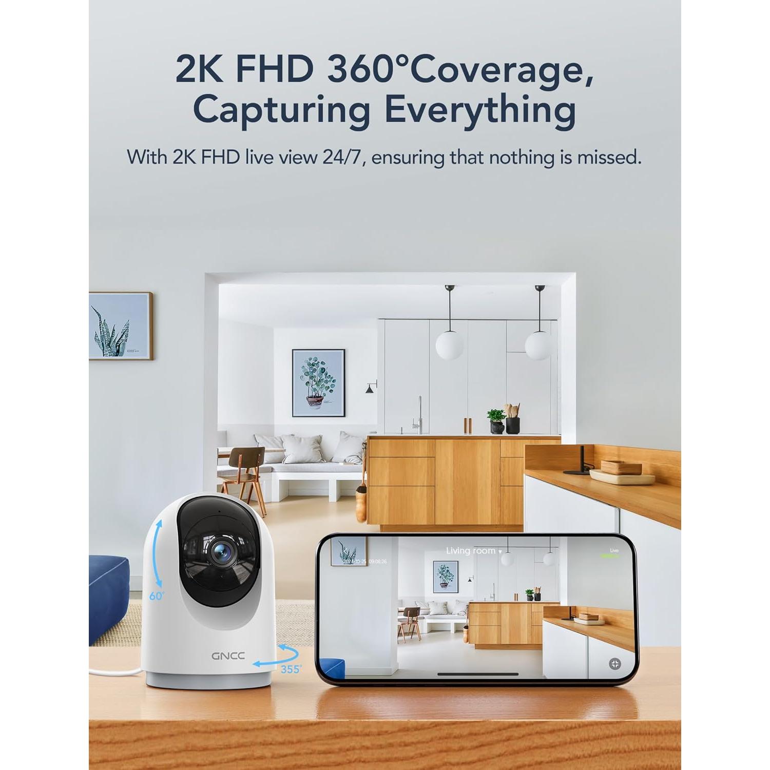 Cámara de Seguridad Interior GNCC 2K con Visión Nocturna