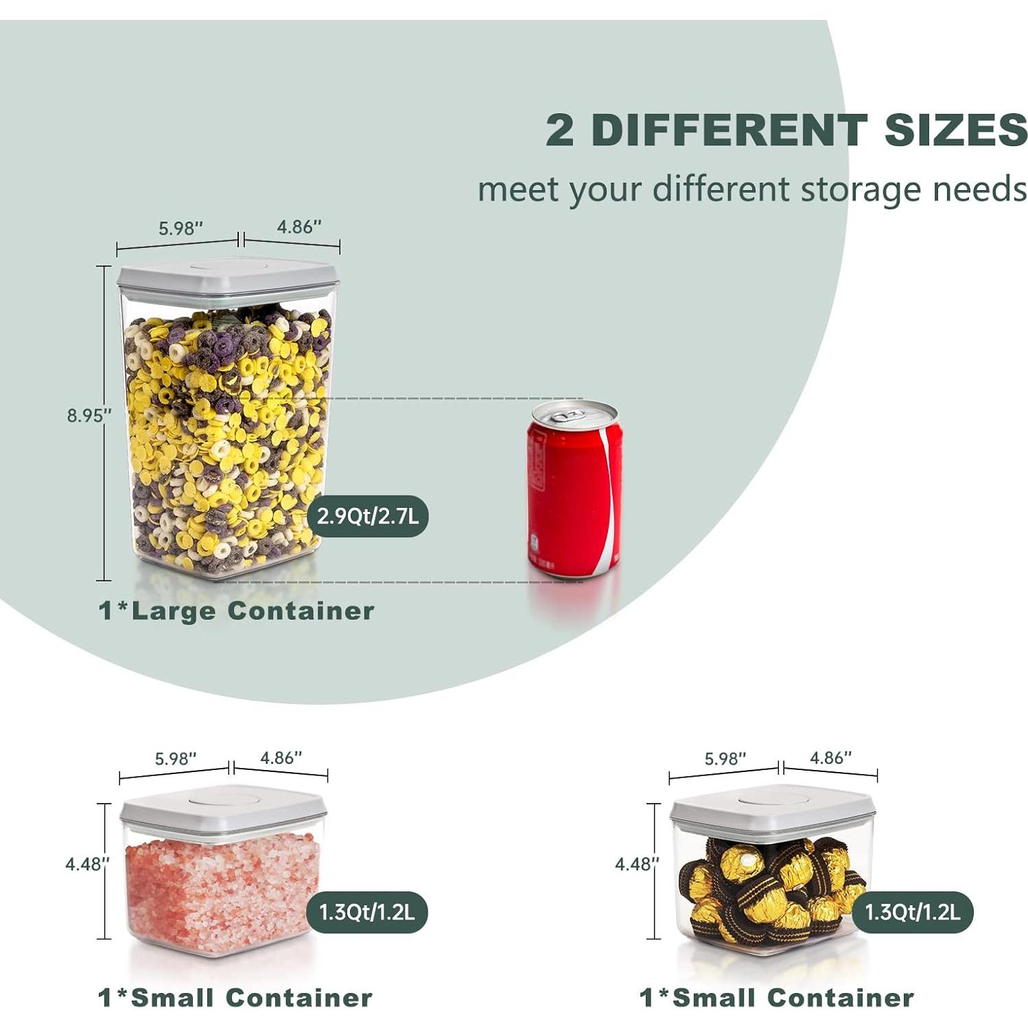 Juego de 3 Contenedores de Almacenamiento Tourdeus 1.23L y 2.74L