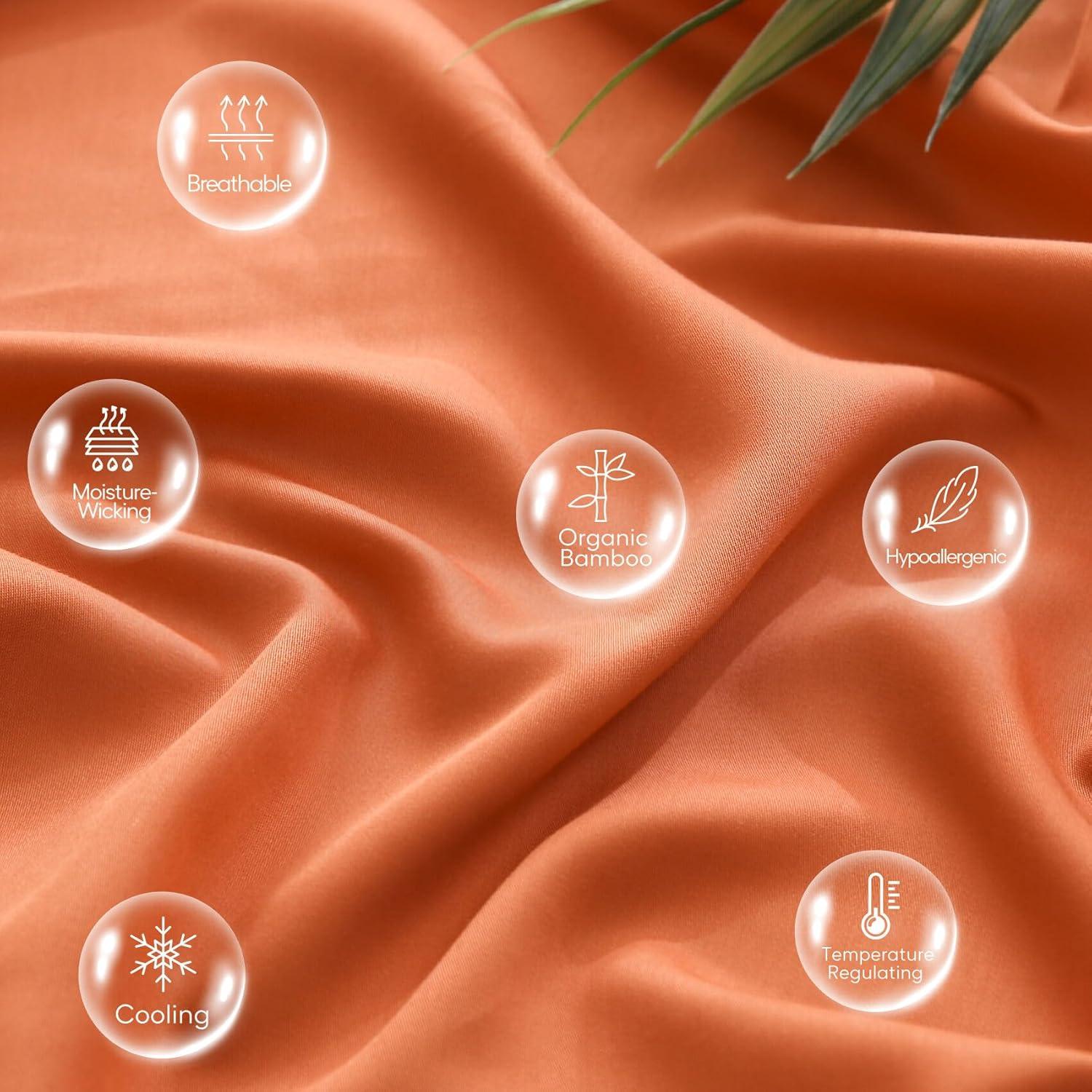 Juego de Sábanas Twin JSD 100% Viscosa de Bambú Naranja