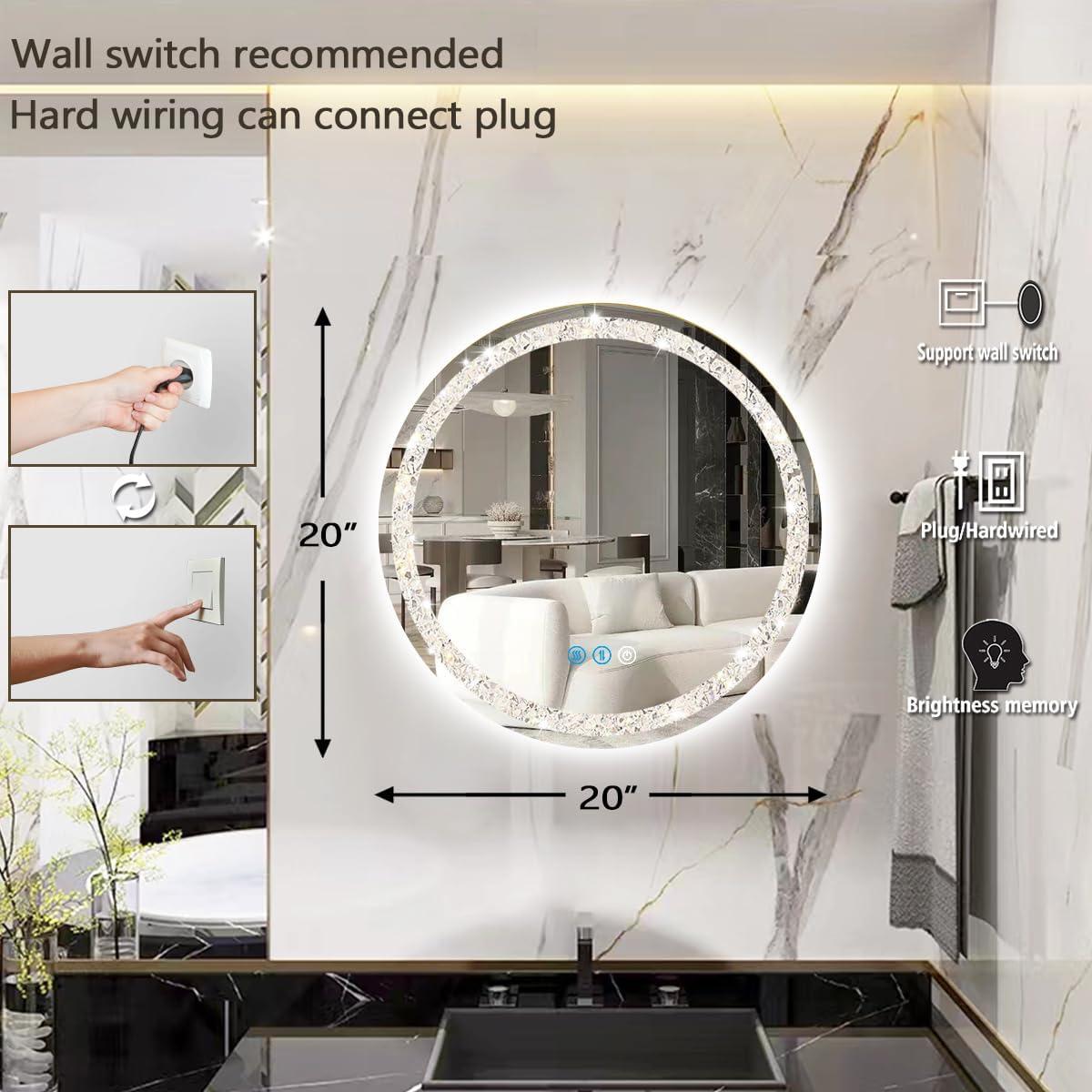 Espejo Redondo Iluminado THEKLA 50.8 cm con Luz Regulable