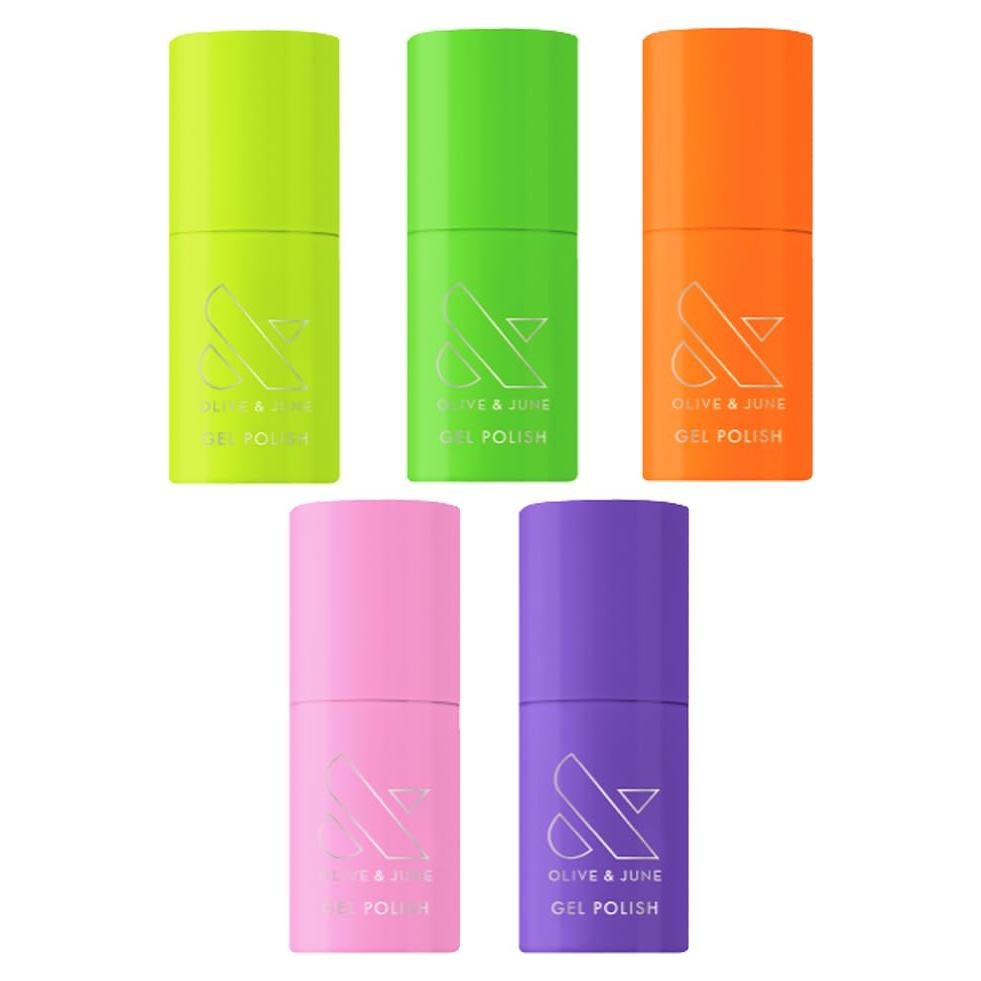 Set de Esmalte de Uñas Gel Brillantes Olive & June 5 Tonos Neón