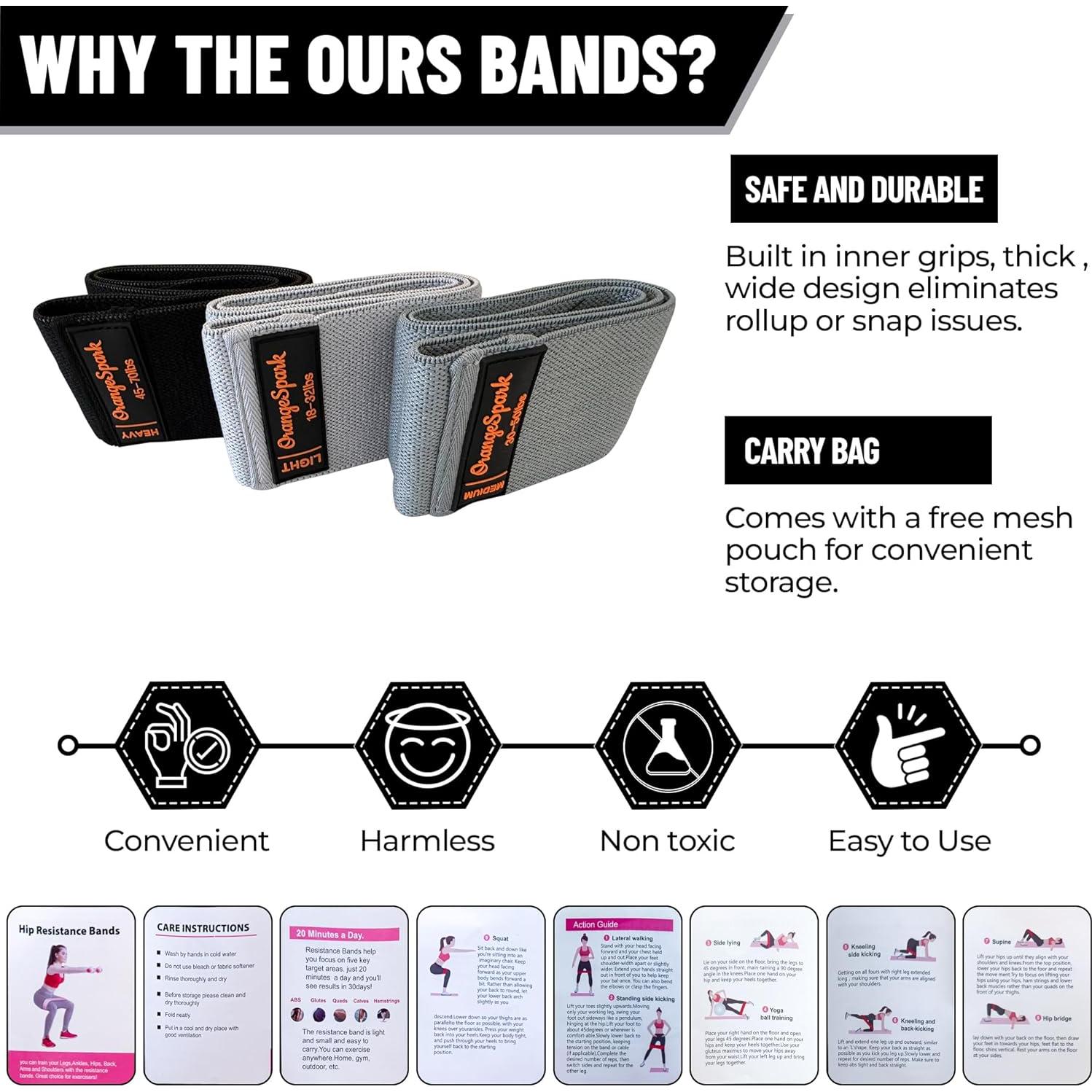 Bandas de Resistencia OrangeSpark - Set de 3 para Entrenamiento