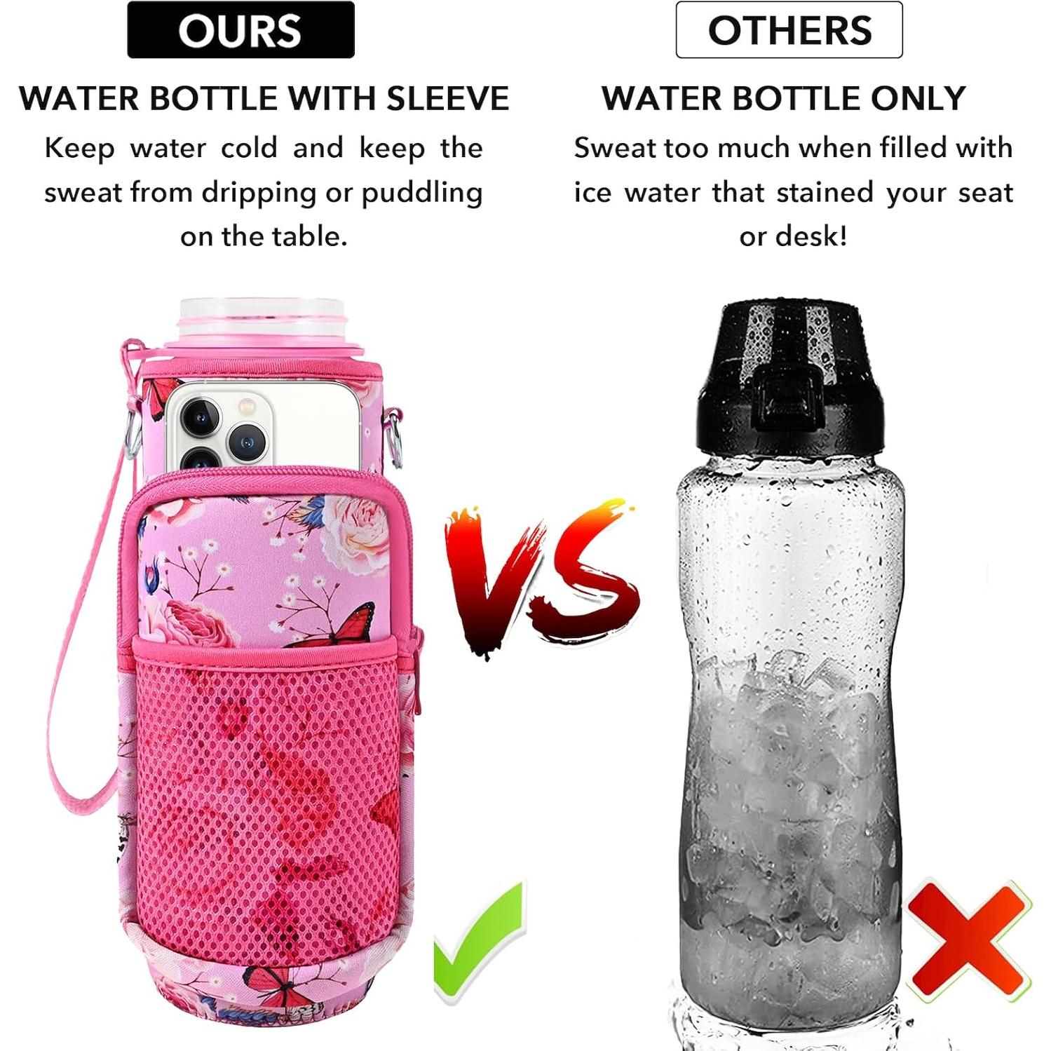 Botella de Agua Reutilizable Newfad 1L con Funda y Pajilla