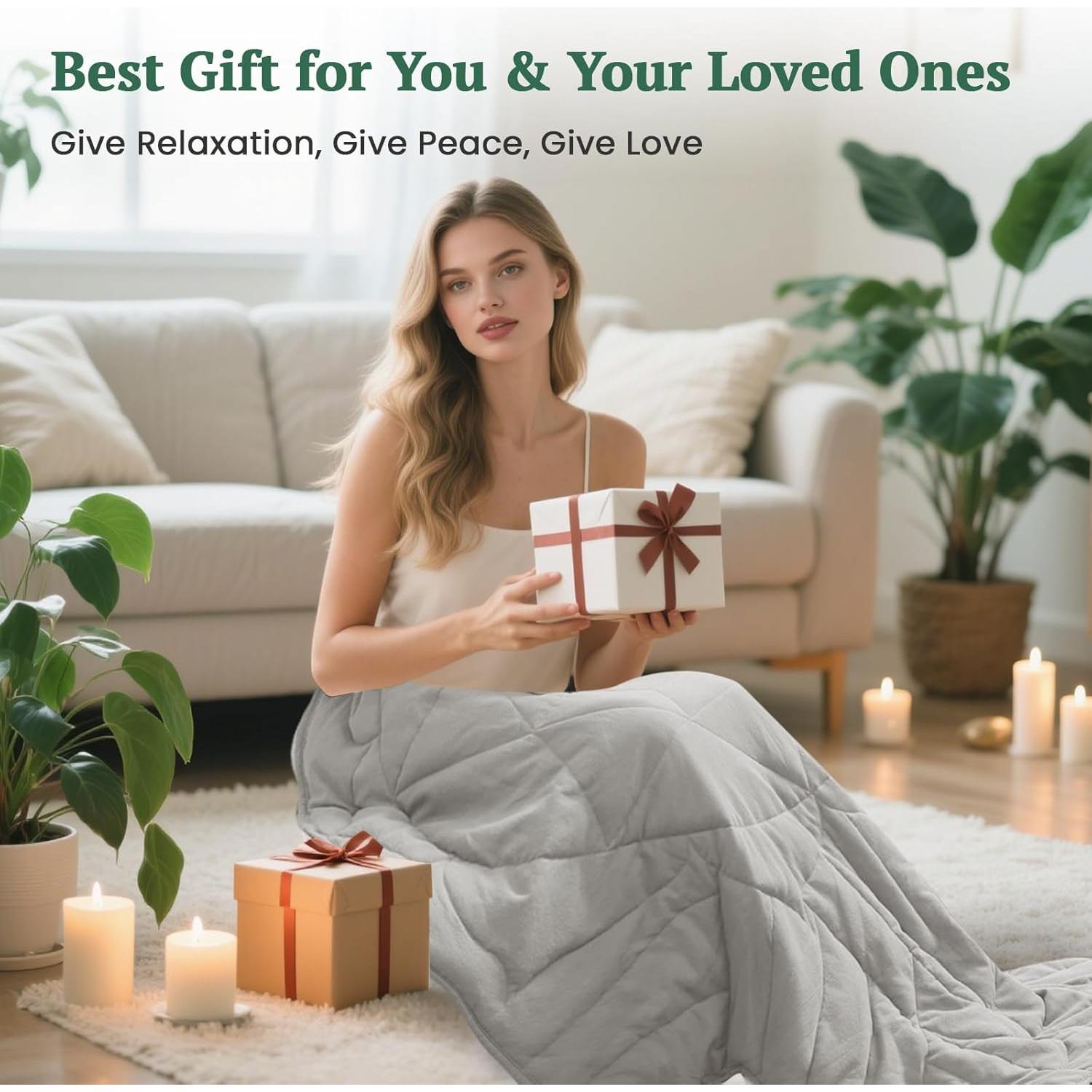 Manta con peso ZonLi 2.57 kg 109 x 132 cm Algodón Gris