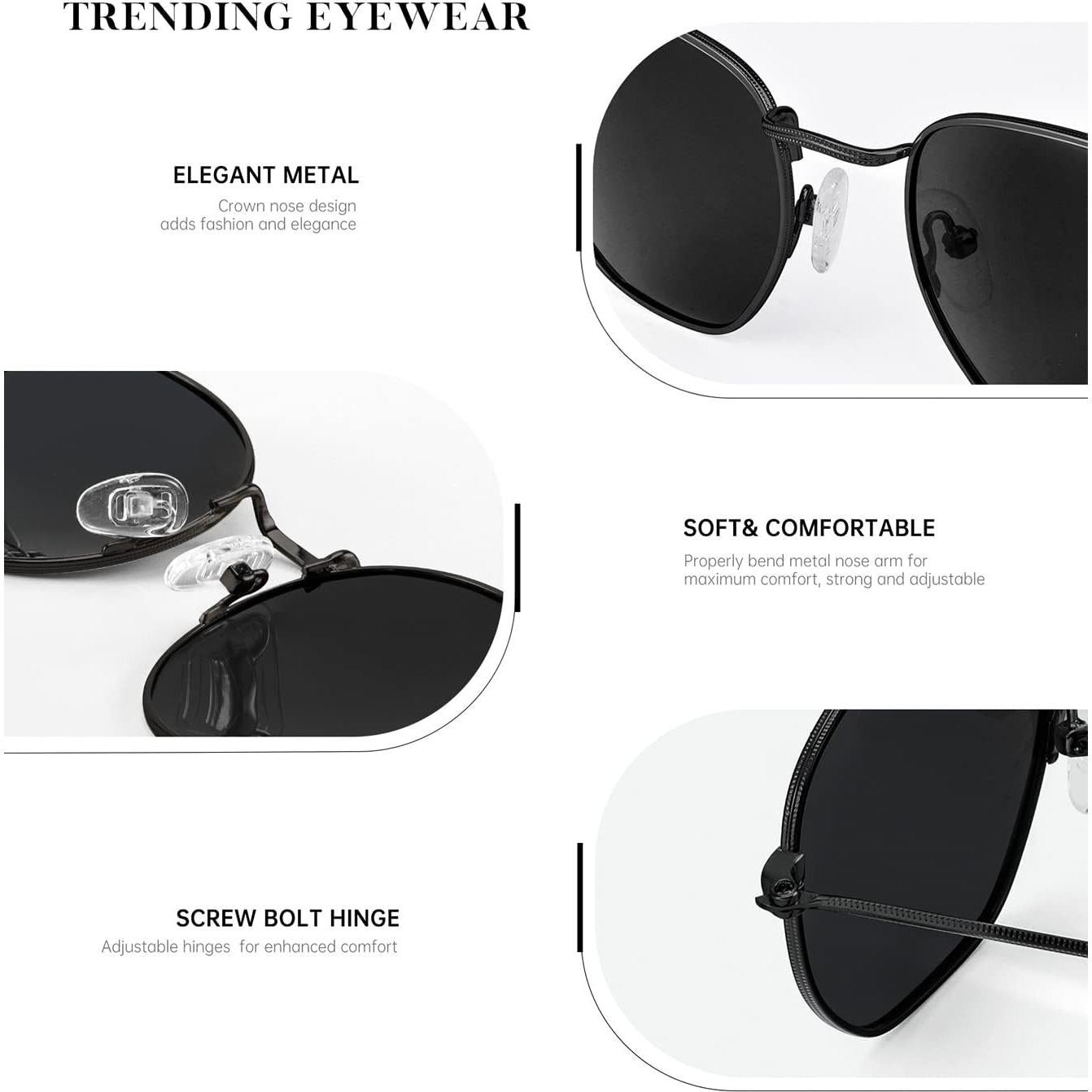 Gafas de sol KALIYADI unisex hexagonales polarizadas UV400