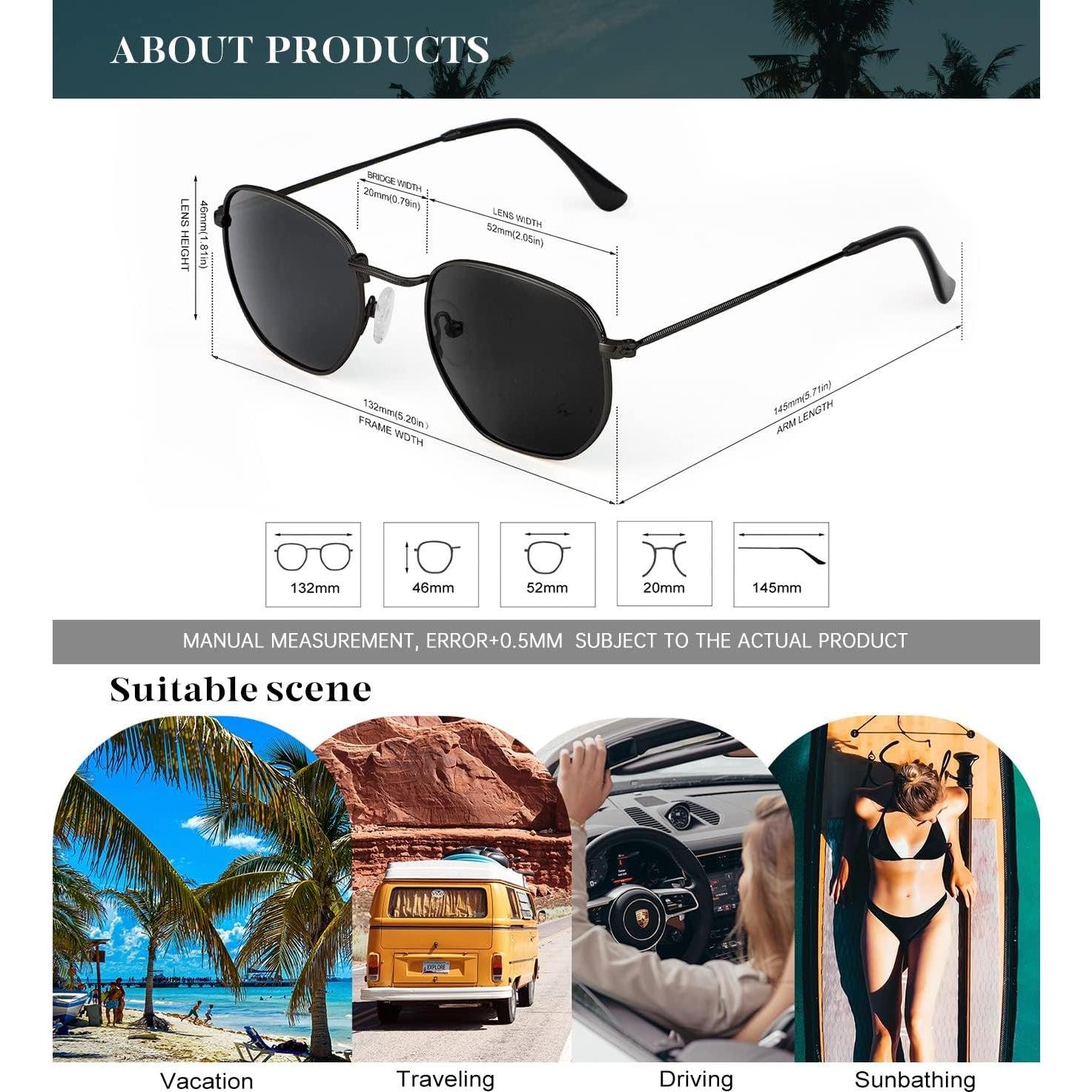 Gafas de sol KALIYADI unisex hexagonales polarizadas UV400