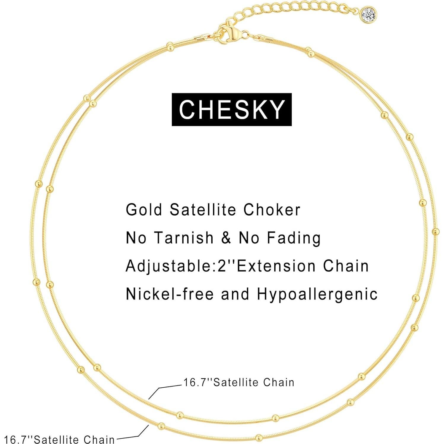 Collar Choker de Oro 14k Platedo para Mujeres - CHESKY