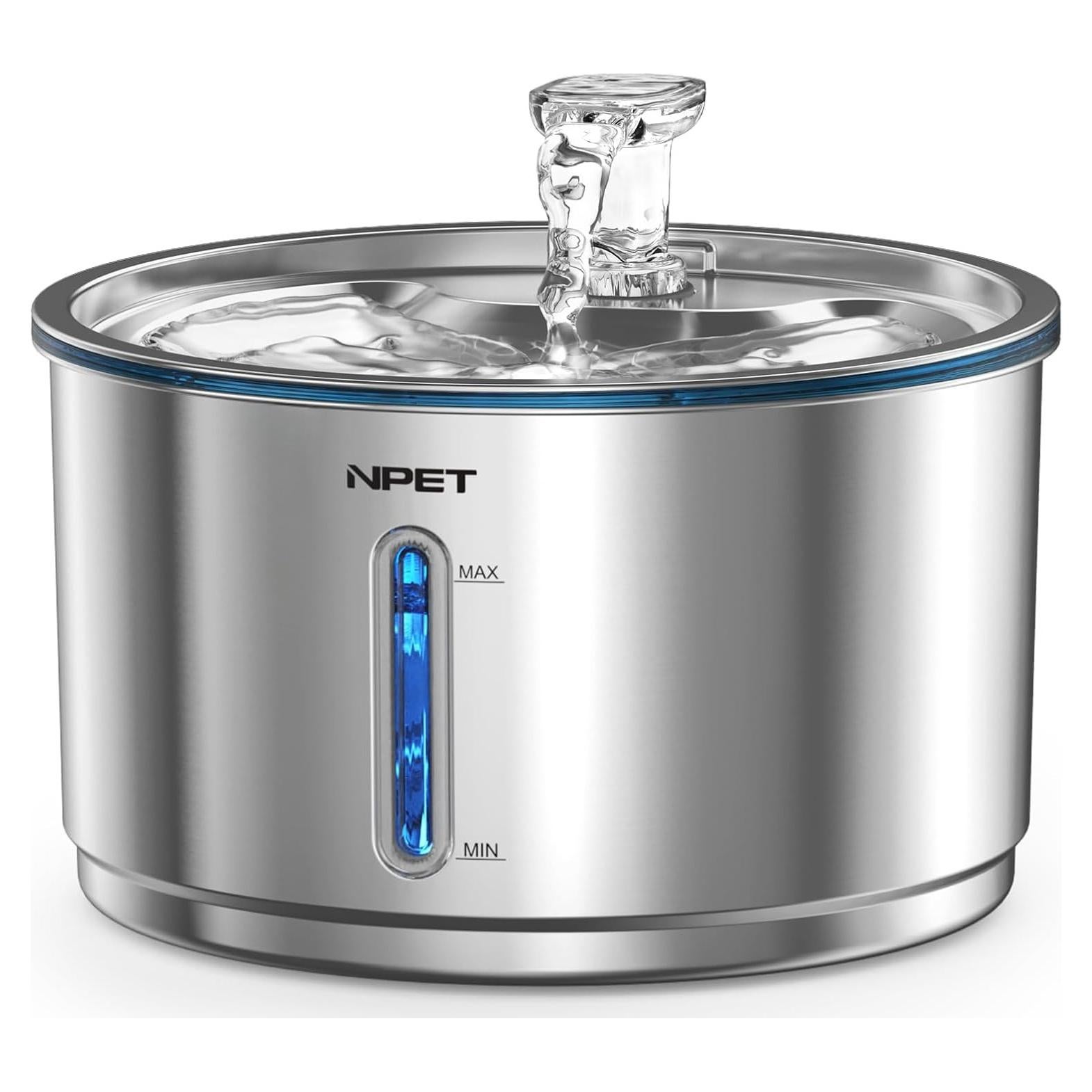 Fuente de Agua Automática para Gatos NPET WF210Plus 4L Acero Inoxidable