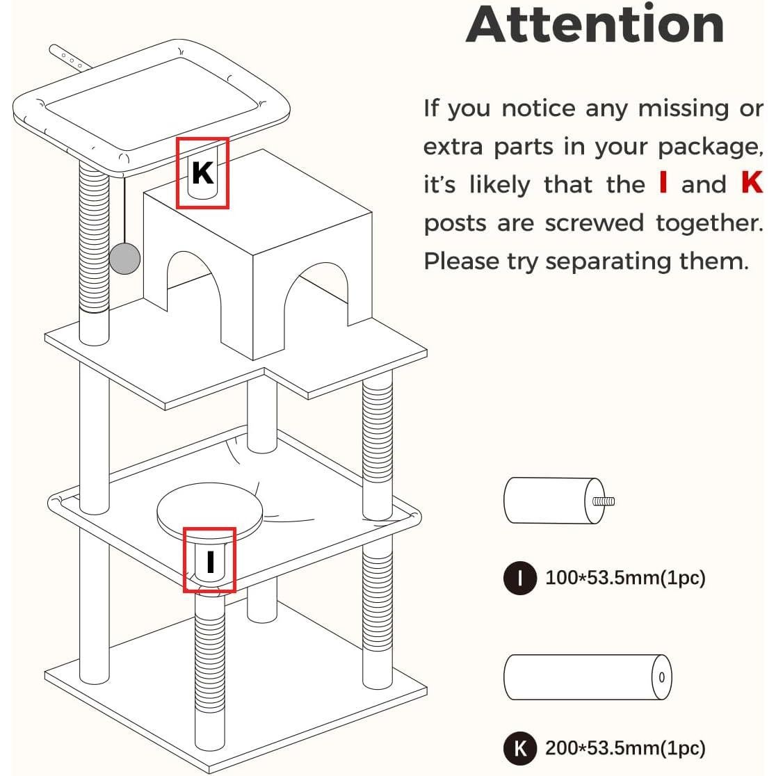 Cat Tree for Indoor Cats, 45.7" Multi-Level Cat Tower with Large Metal Frame Hammock, Cat Condo with 4 Scratching Posts and Top Perch for Small Medium Cat, Beige