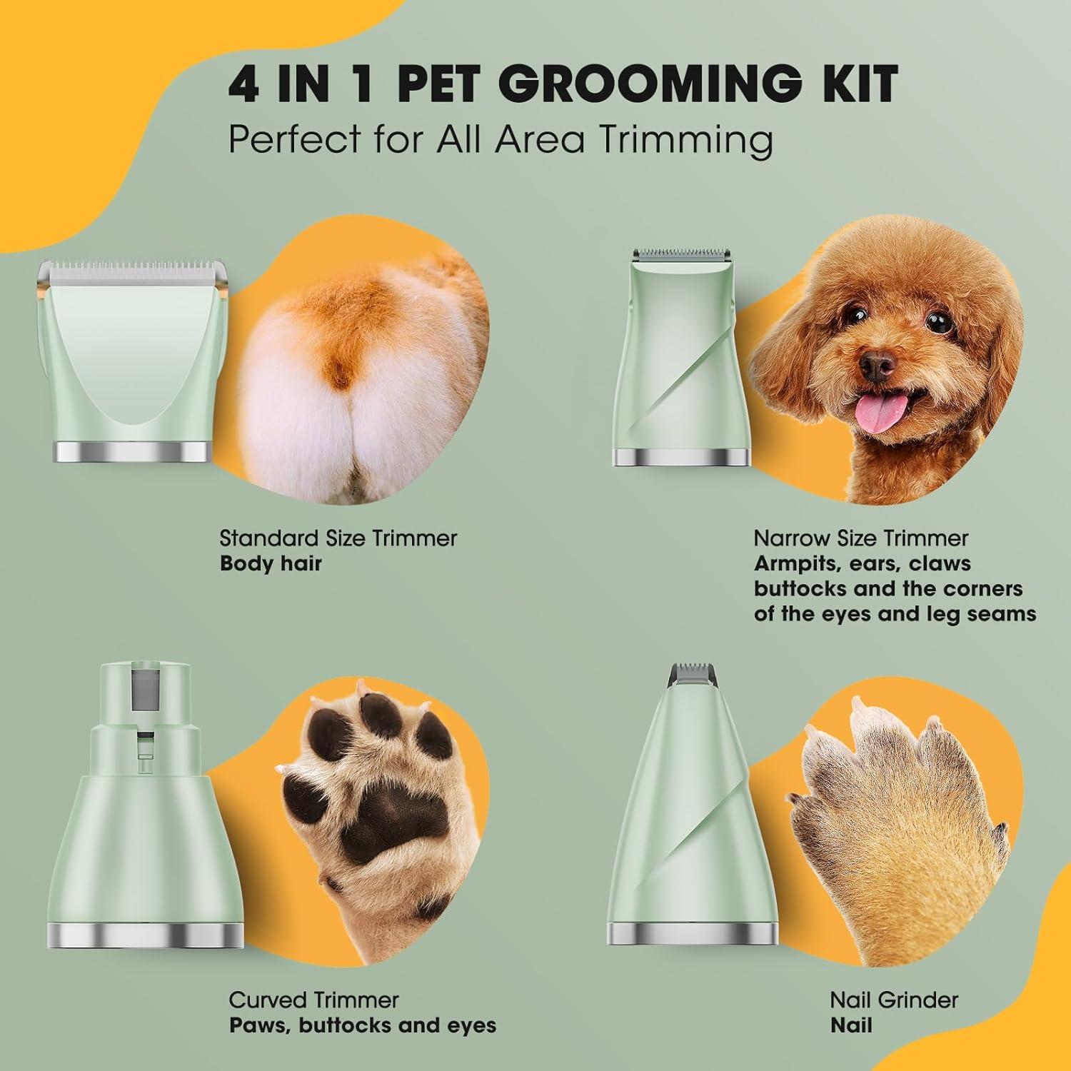 Kit de Aseo para Perros Qreeyx 4 en 1 Inalámbrico Verde