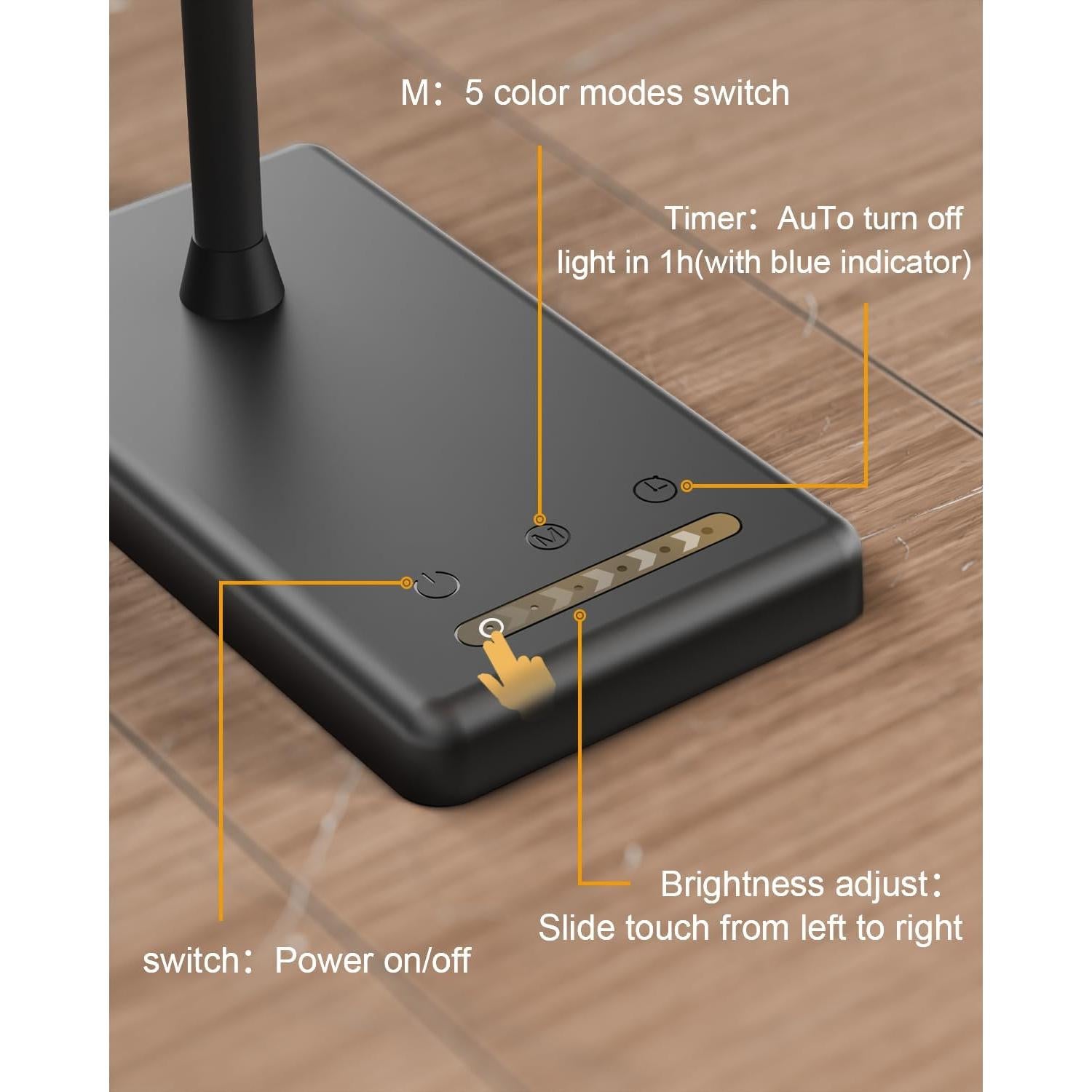 Lámpara de Escritorio LED Kootion con Control Táctil y USB