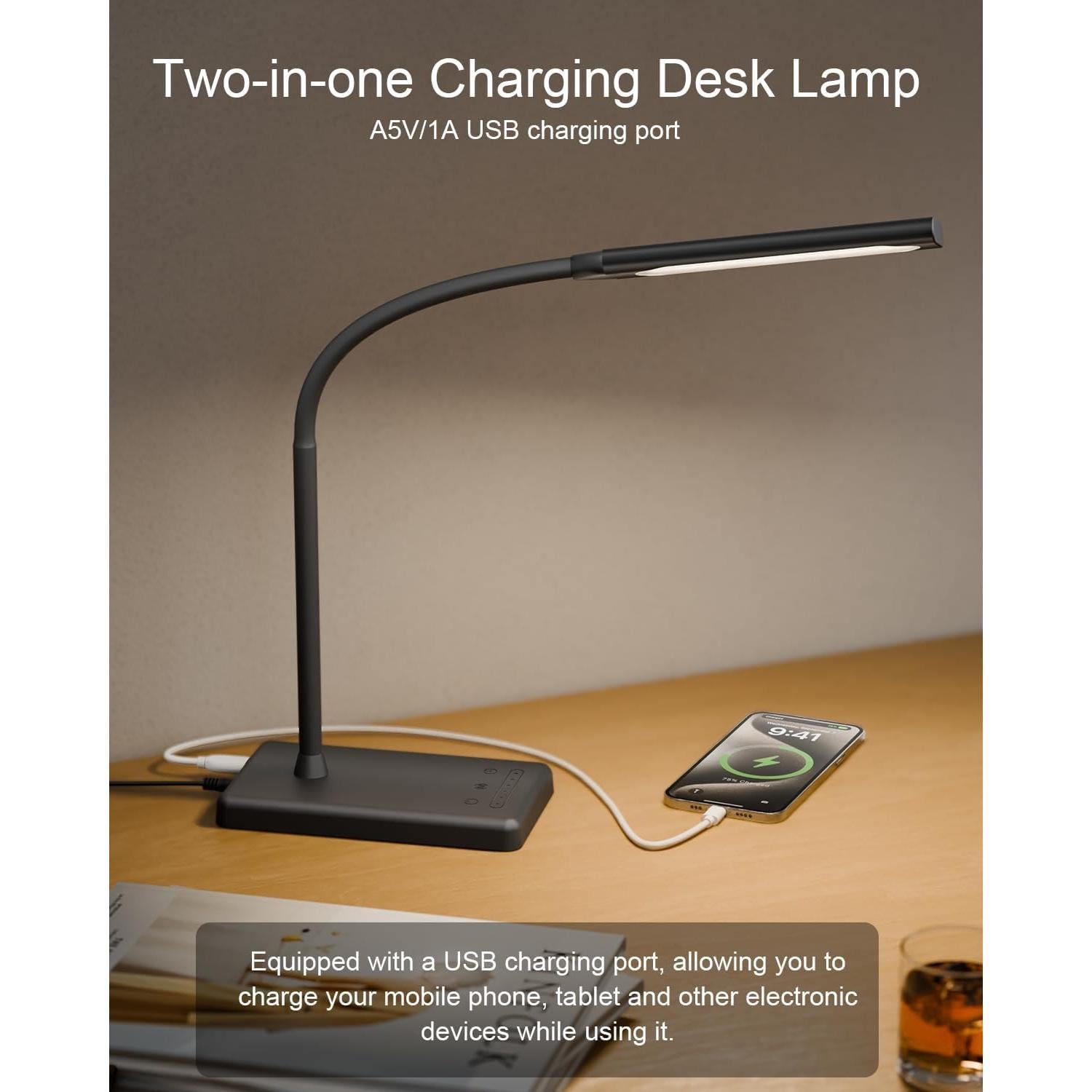 Lámpara de Escritorio LED Kootion con Control Táctil y USB